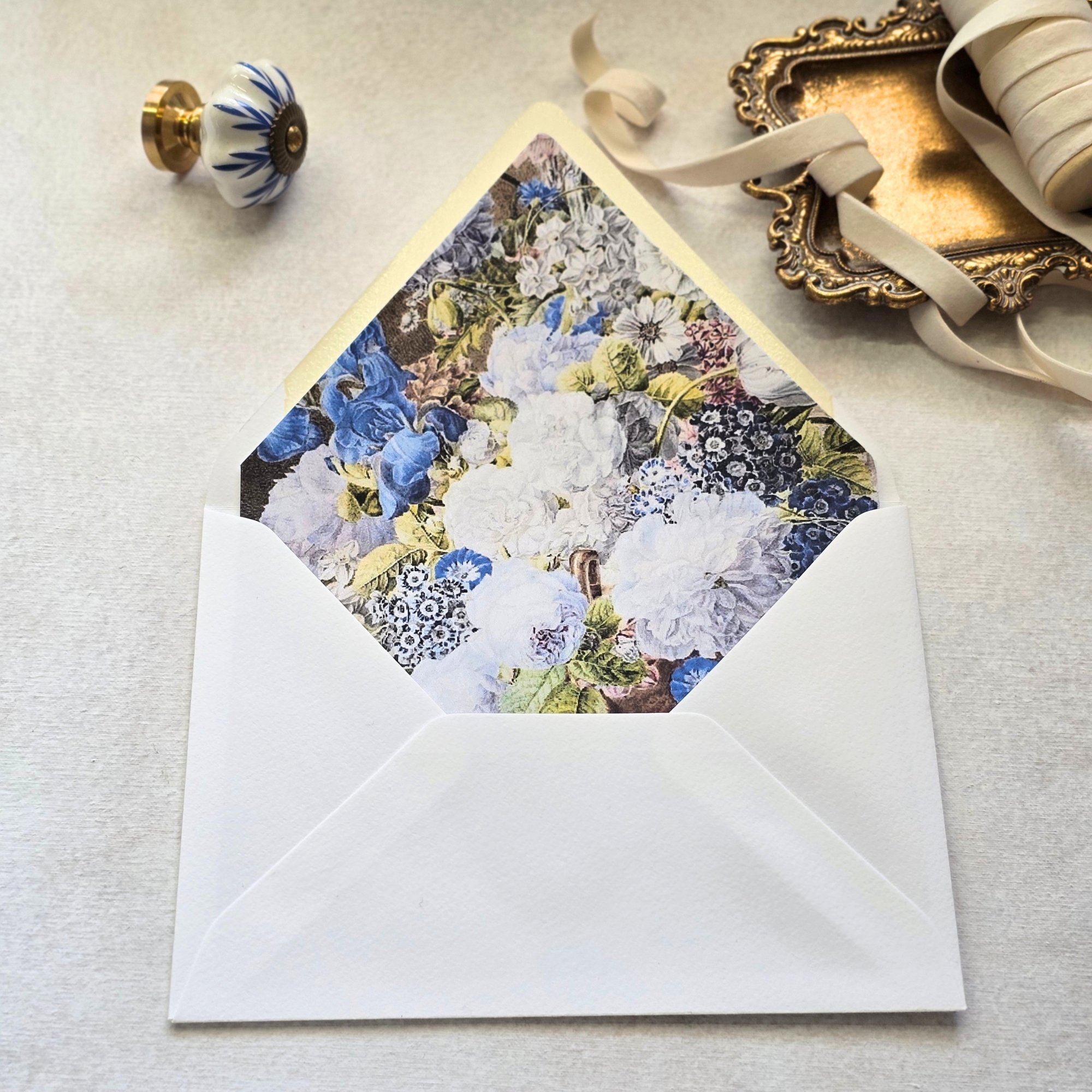 Vintage Blue Iris- A7  Envelope Liners - Multiple Flaps - Digital Download