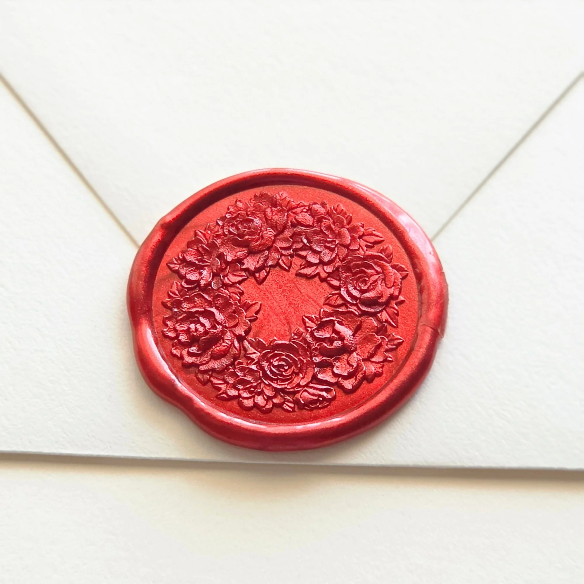 Rose Wreath- Handmade Self-Adhesive Wax Seals