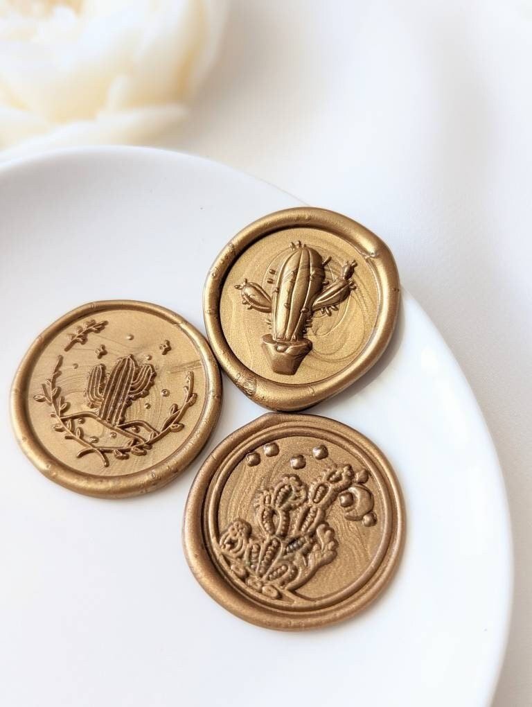 Cacti- Saguaro/Prickly Pear Handmade Self-Adhesive Wax Seal Stickers