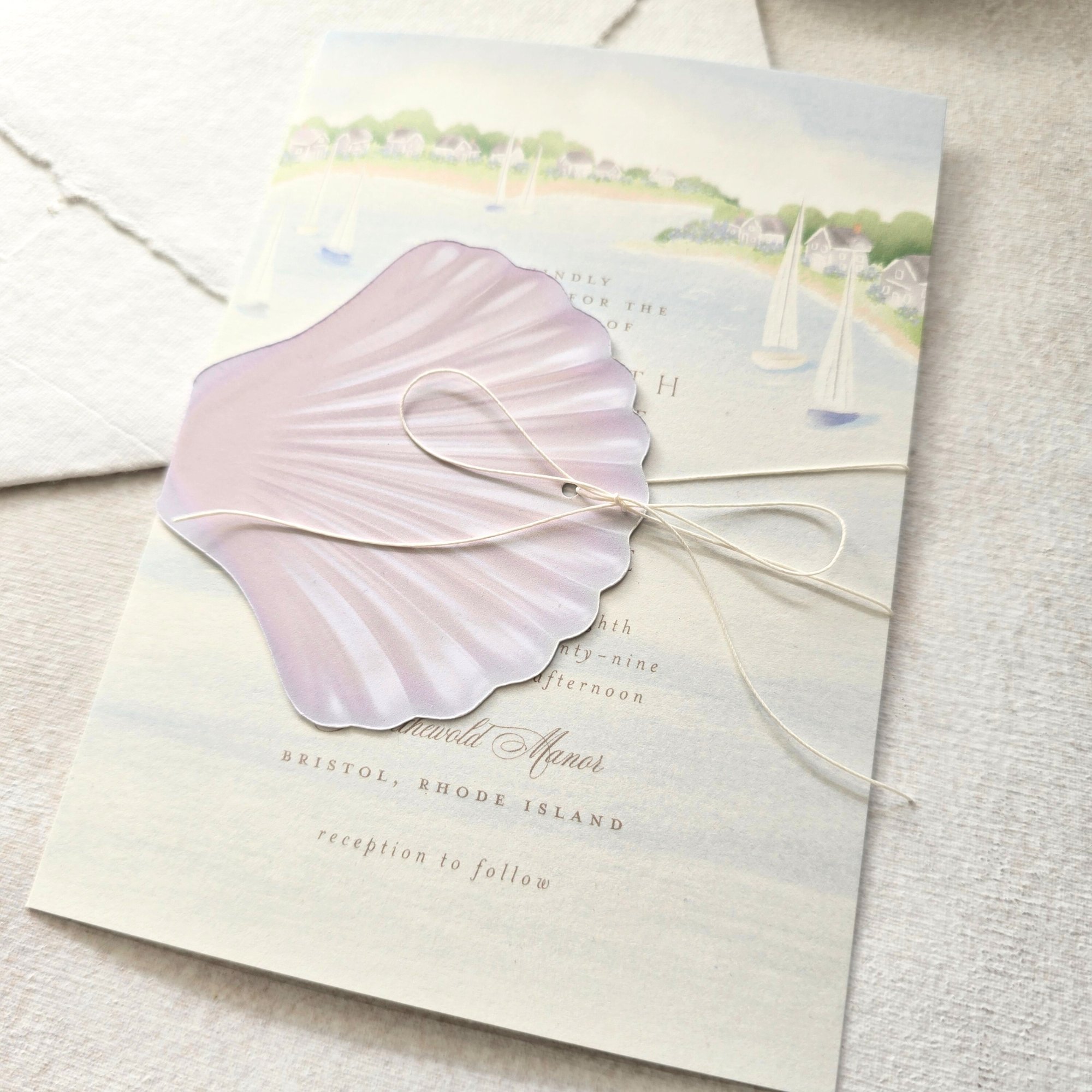 Folded Watercolor Seashell Belly Band- Set of 25