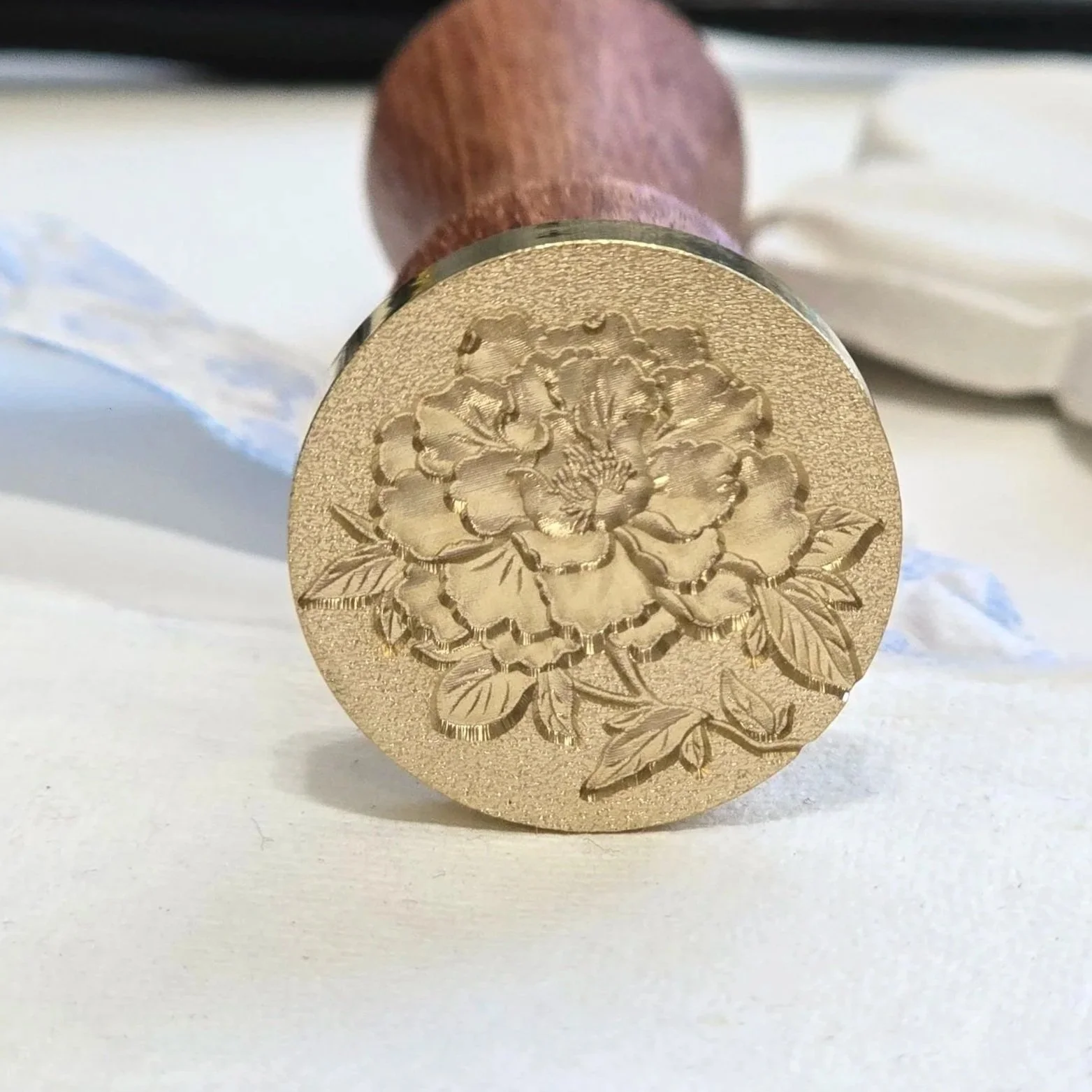 Coral Charm Peony Wax Seal Stamp- All Brass 3D Design 25mm