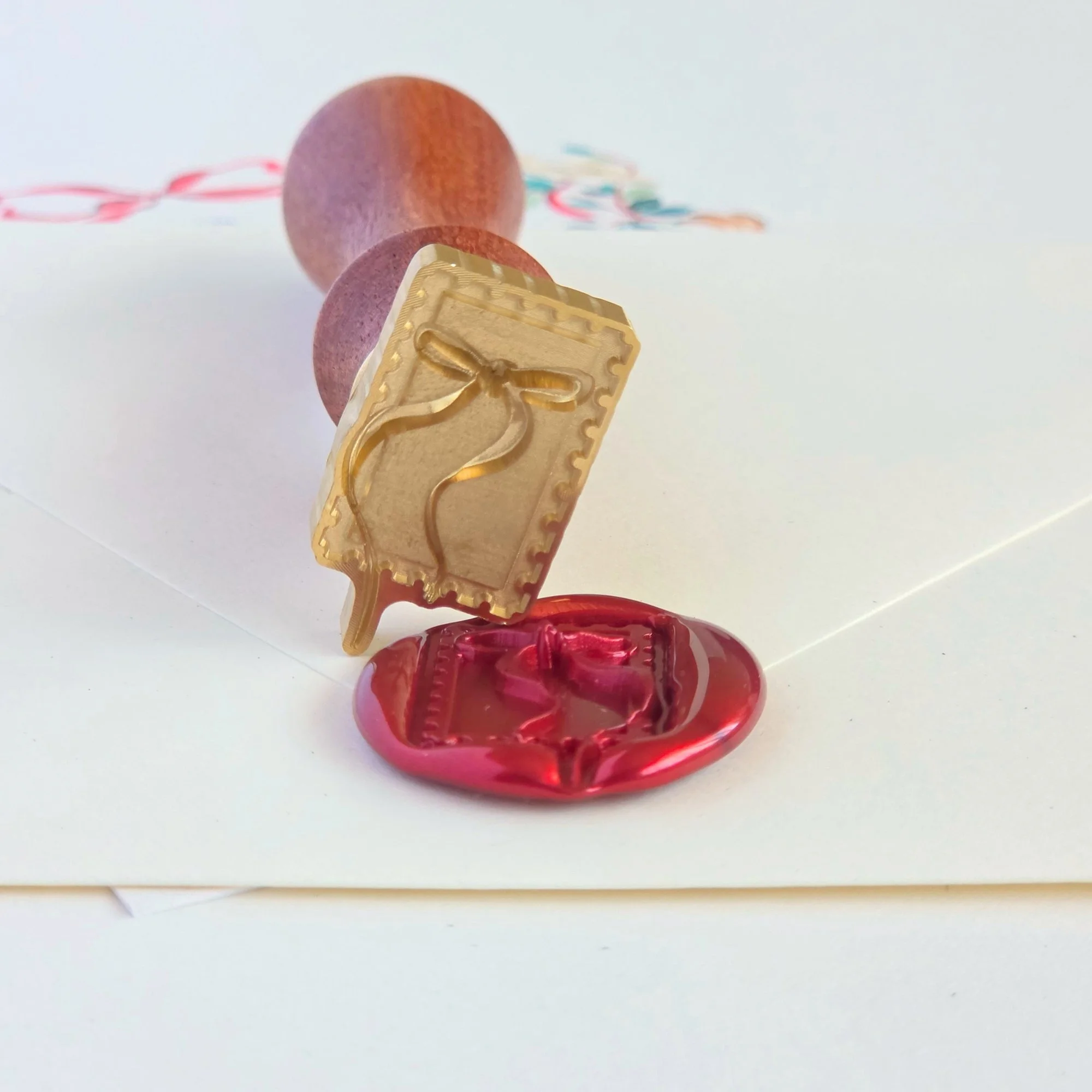 Bow Postage Stamp- All Brass 3D Design 25mm