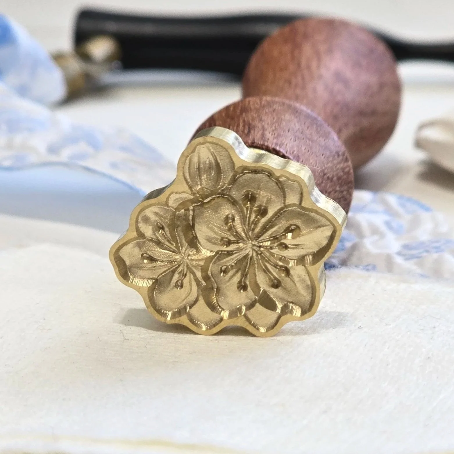 Azalea Wax Seal Stamp- All Brass 3D Design 25mm