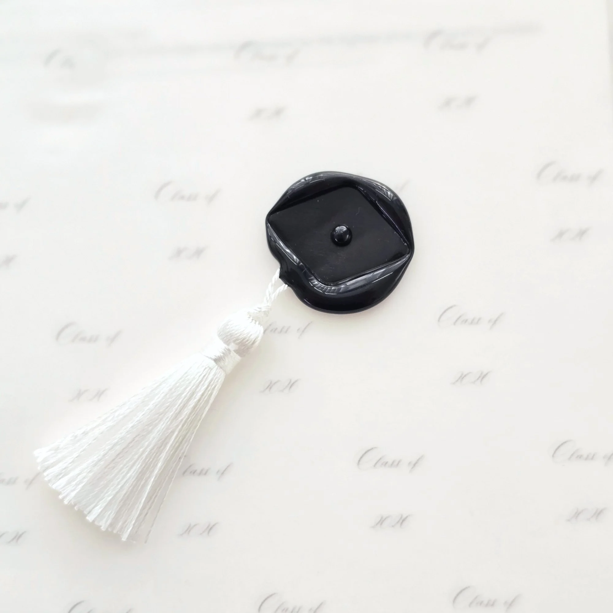 Grad Cap with Mini White Tassel Handmade Self-Adhesive Wax Seals- Set of 25