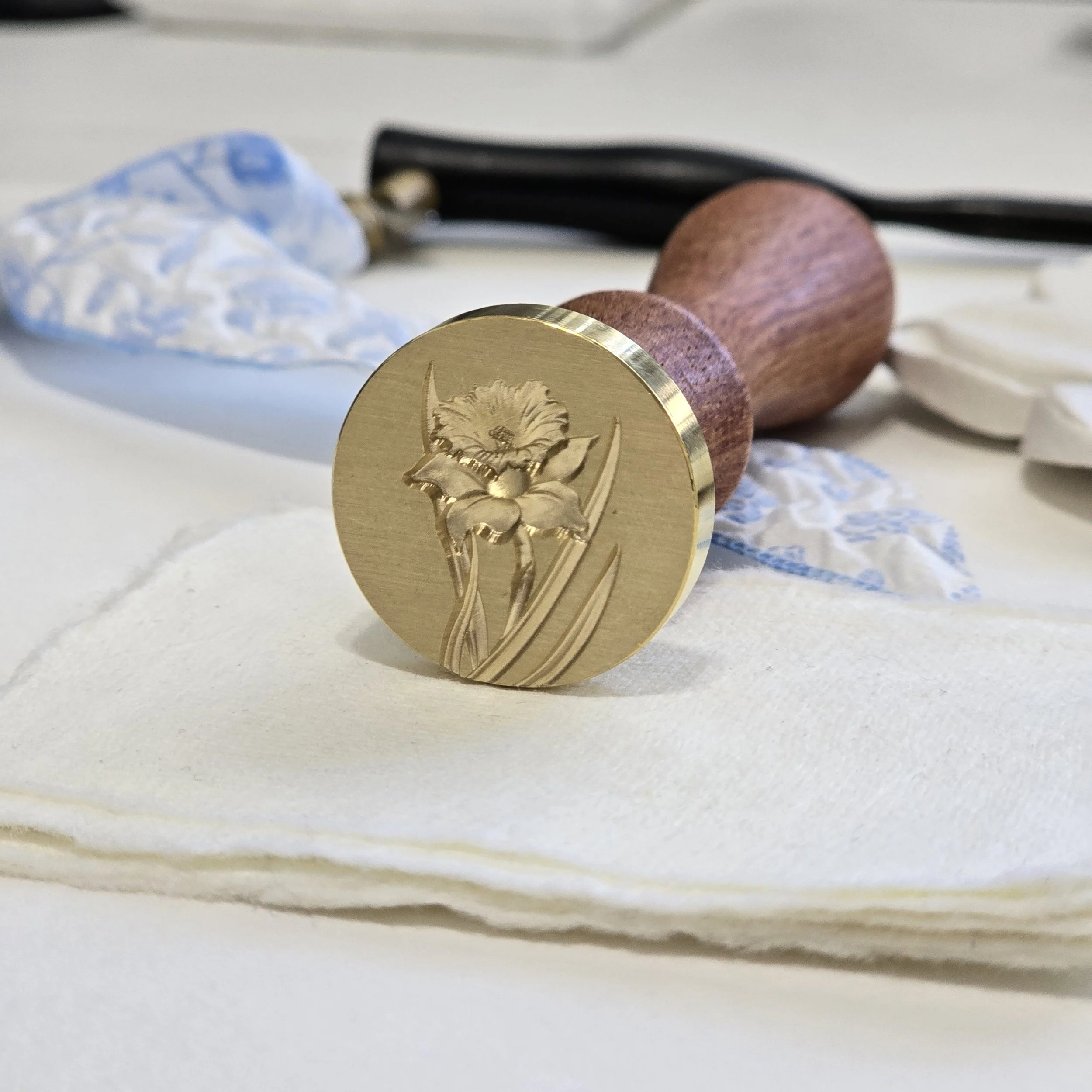 Daffodil Wax Seal Stamp- All Brass 3D Design 25mm