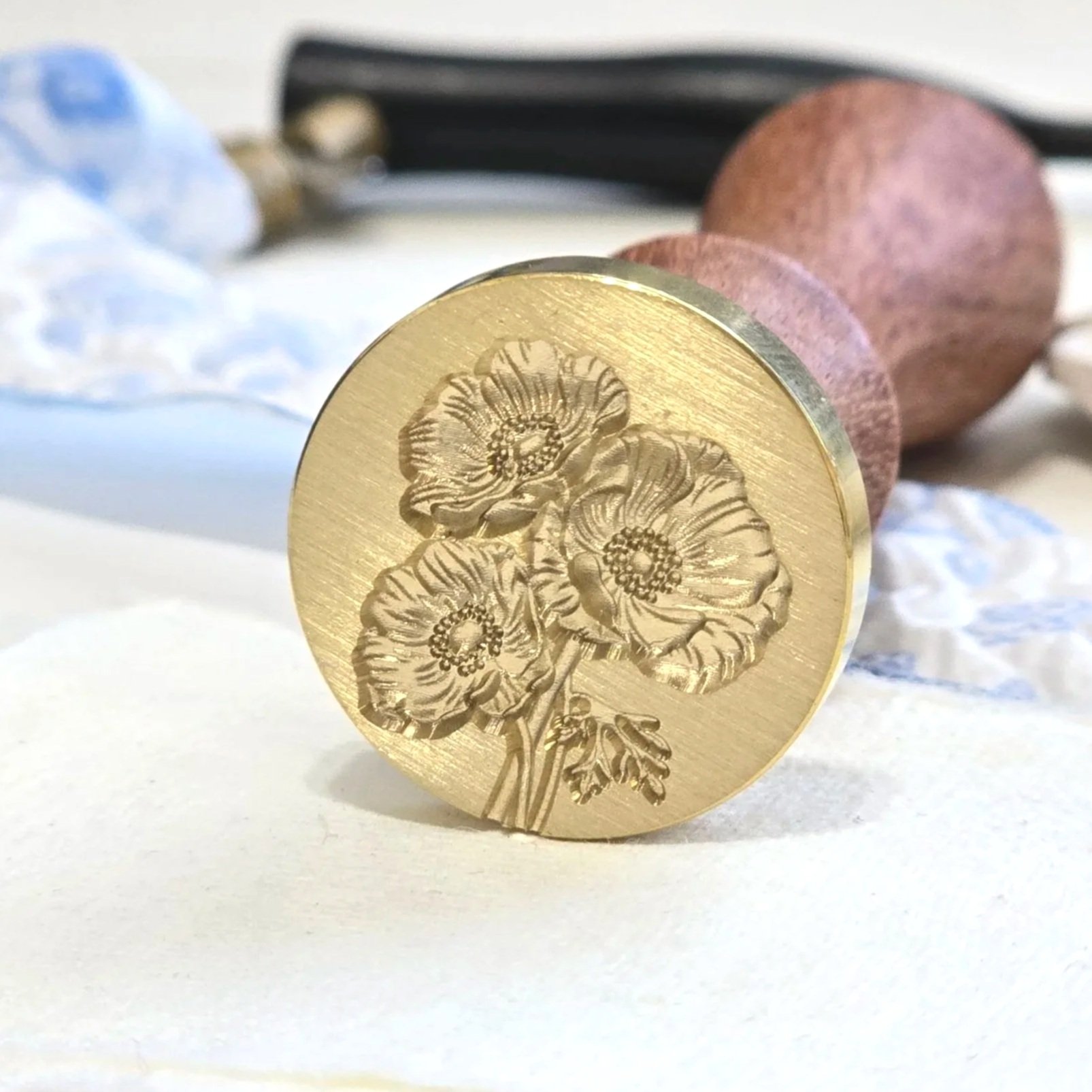 Flanders Poppies  Wax Seal Stamp- All Brass 3D Design 25mm