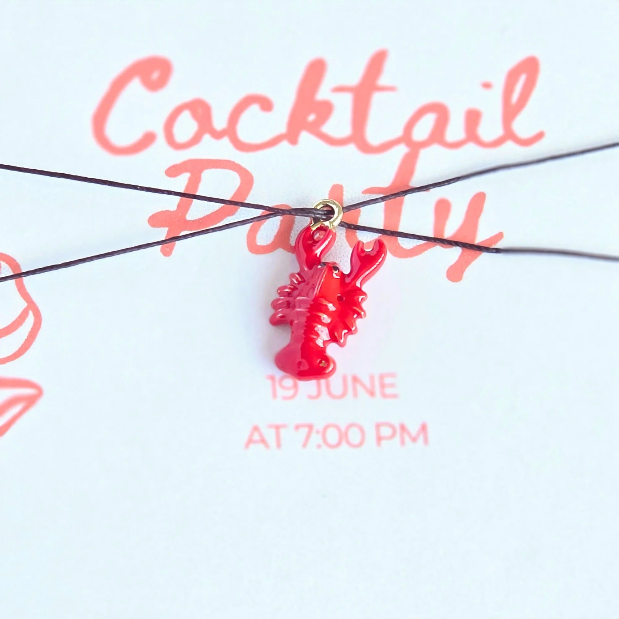 Linen Thread and Enamel Lobster Charm Belly Band- Set of 25