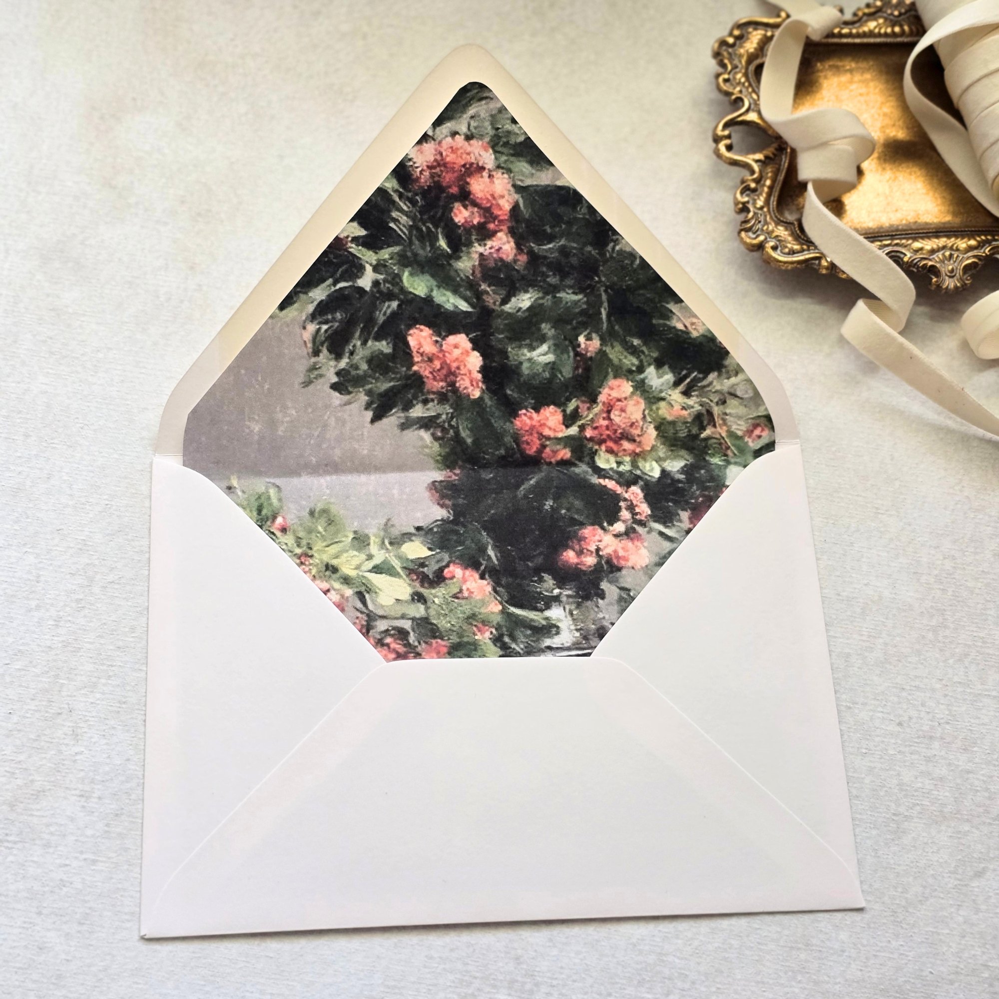 Vintage Pink Blossoms - A7  Envelope Liners - Multiple Flaps - Digital Download