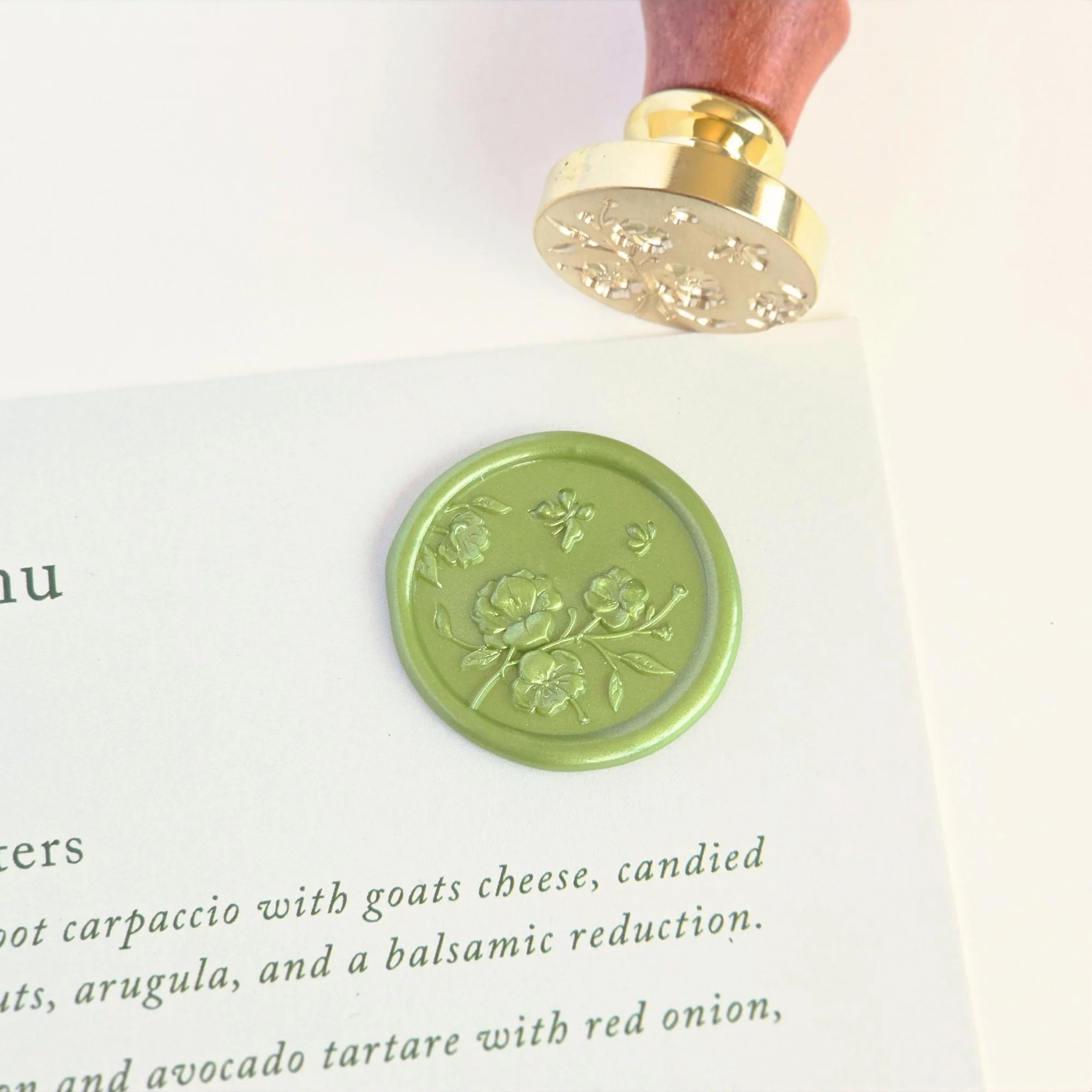 Spring Blooms- Wax Seal Stamp- All Brass 3D Design- 25mm