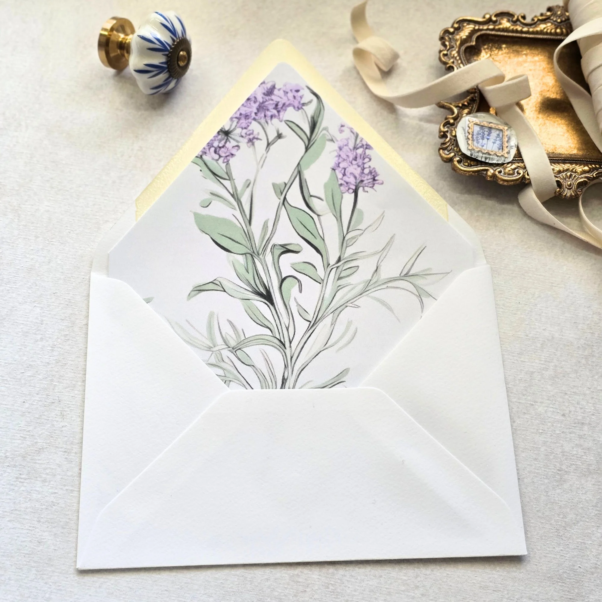 Vintage Lavender - A7  Envelope Liners - Multiple Flaps - Digital Download