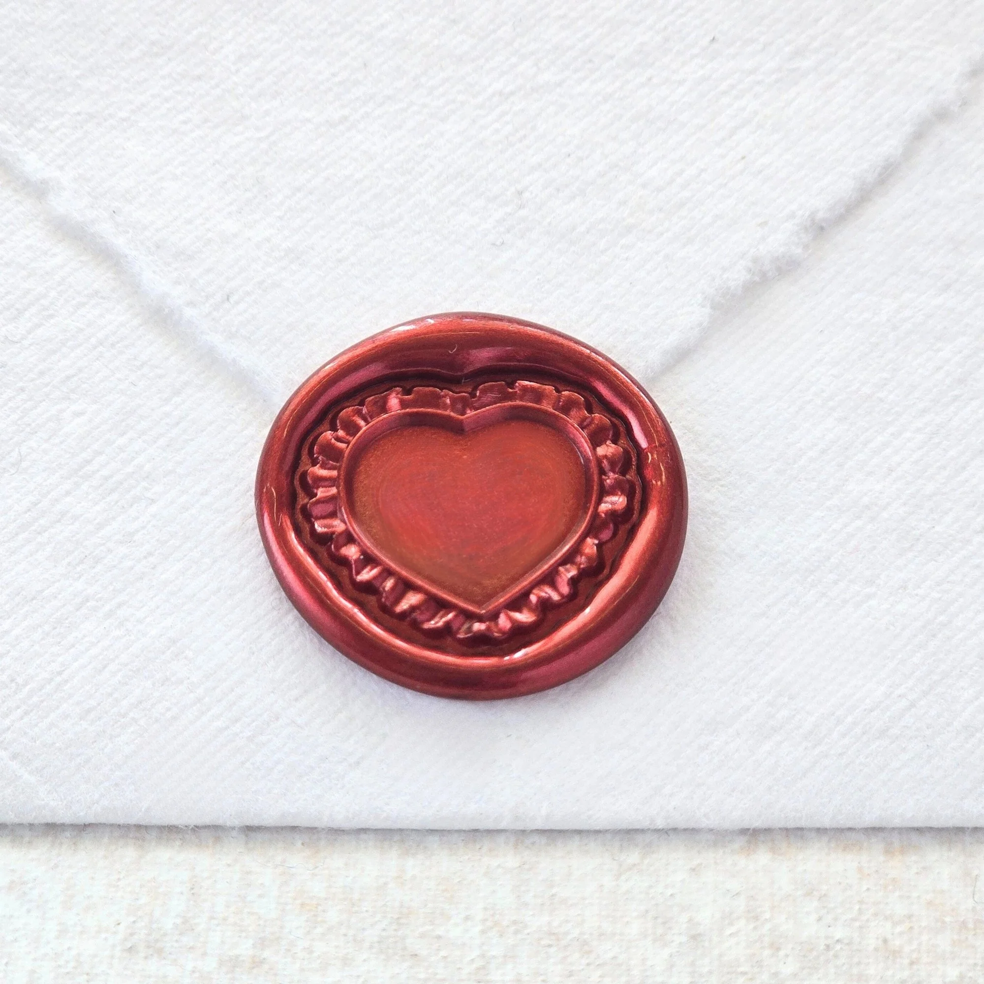 Ruffled Heart- Handmade Self-Adhesive Wax Seals