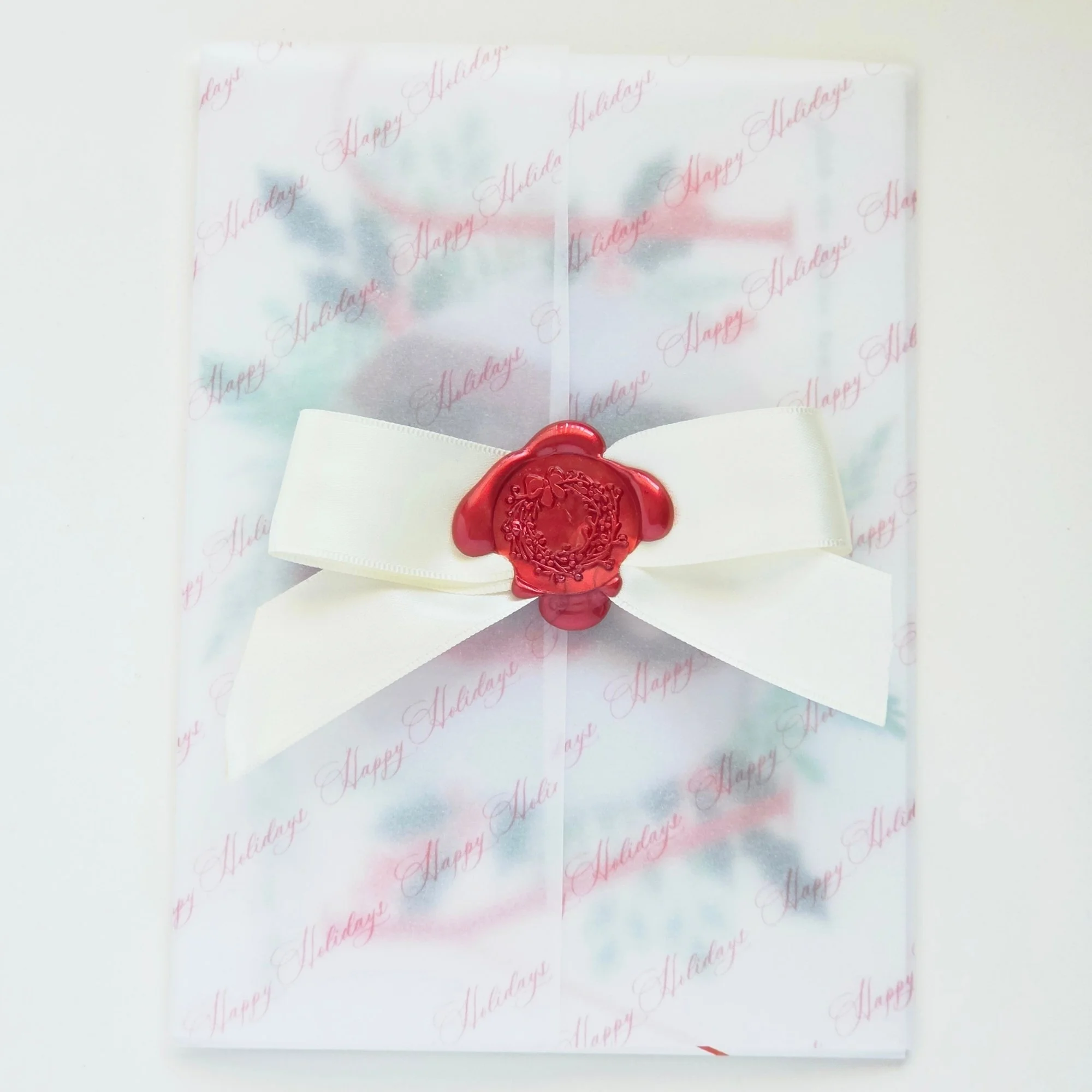 Ivory Ribbon with Wax Seal- Handmade Self-Adhesive Wax Seals- Customizable Color- Set of 10