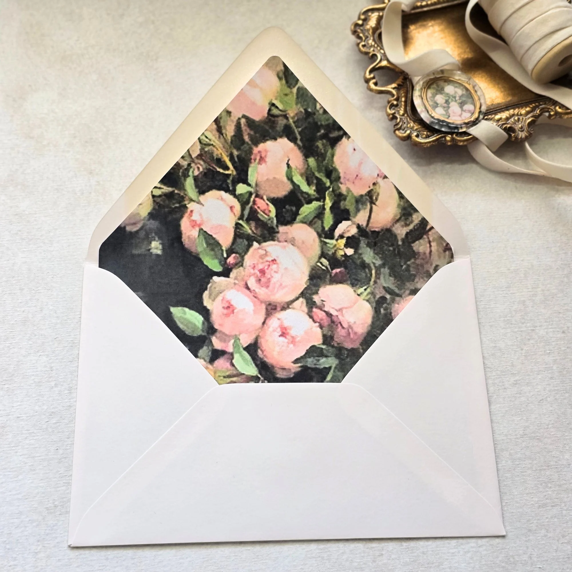 Vintage Peony Bouquet- A7  Envelope Liners - Multiple Flaps - Digital Download