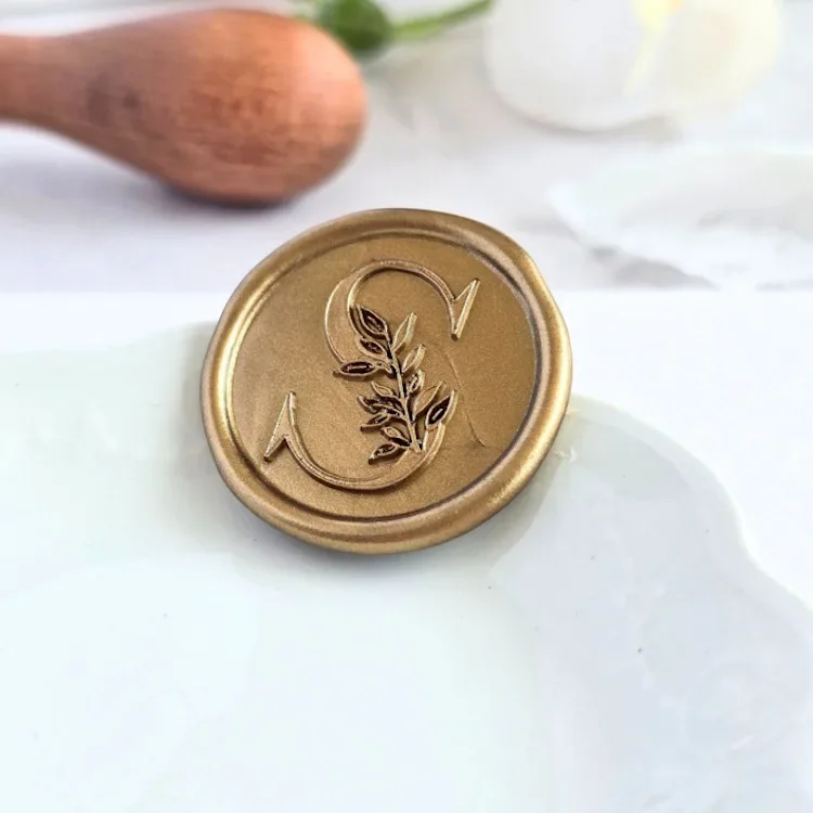 Leaf Monogram( A-Z) Handmade Self- Adhesive Wax Seals