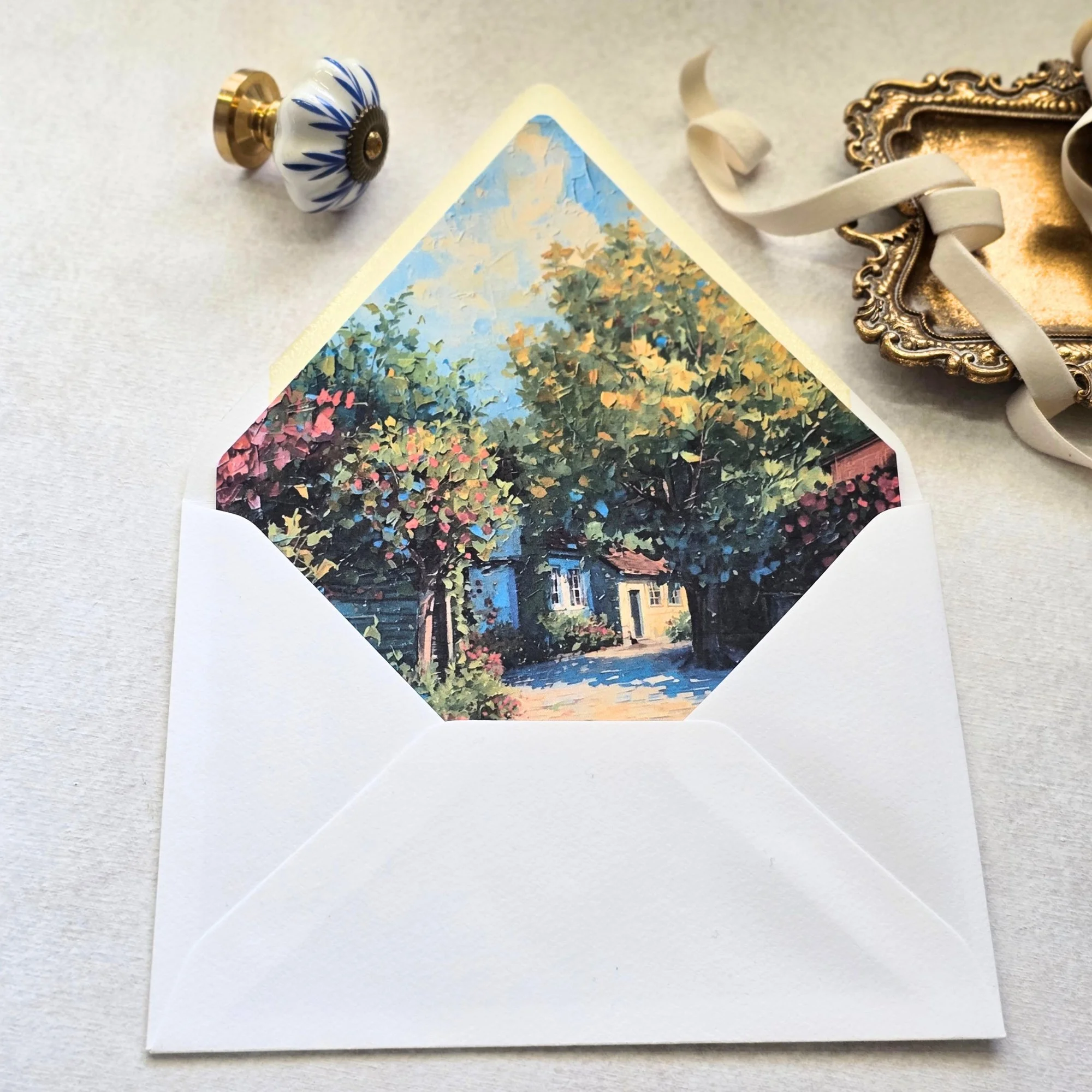 Vintage Cottage - A7  Envelope Liners - Multiple Flaps - Digital Download