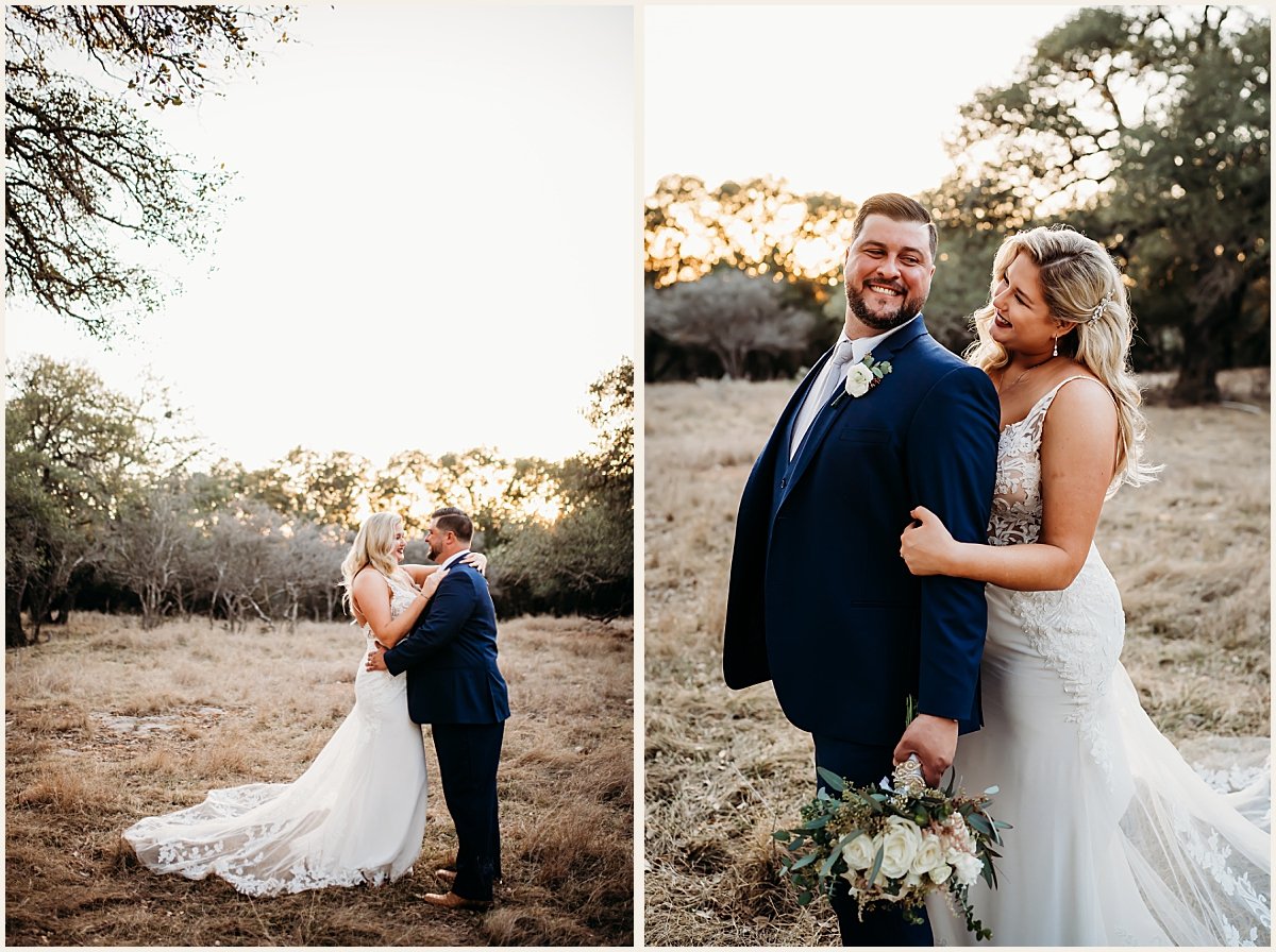 Bride and groom golden hour wedding portraits | Lauren Crumpler Photography | Texas Wedding Photographer