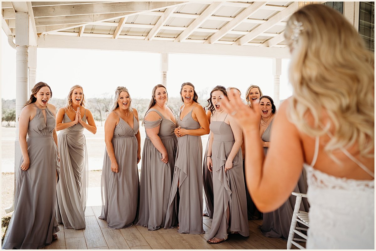 Brides first look with bridesmaids photos | Lauren Crumpler Photography | Texas Wedding Photographer
