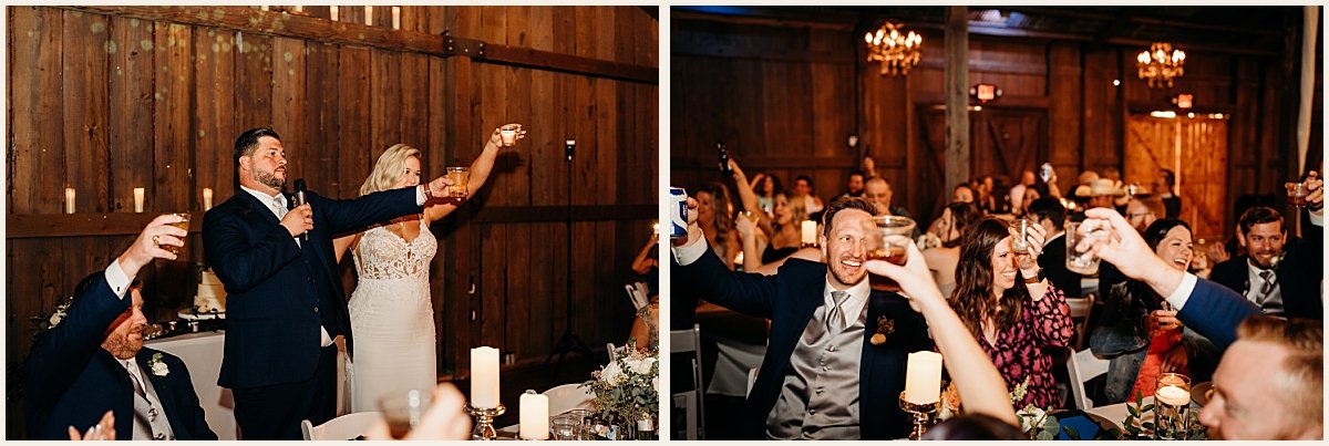 Bride and groom share toasts with their guests | Lauren Crumpler Photography | Texas Wedding Photographer