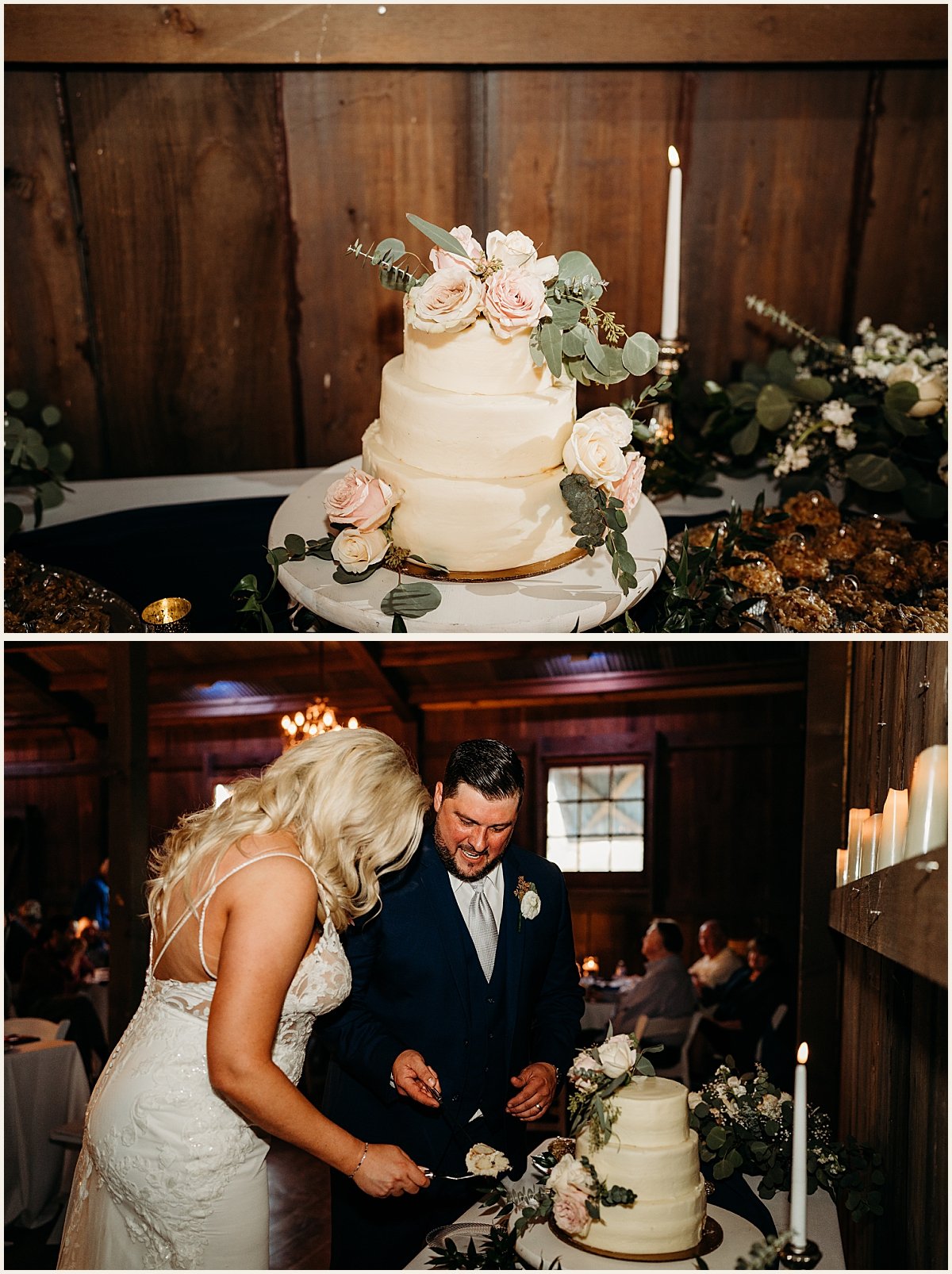 Bride and groom cutting the wedding cake | Lauren Crumpler Photography | Texas Wedding Photographer