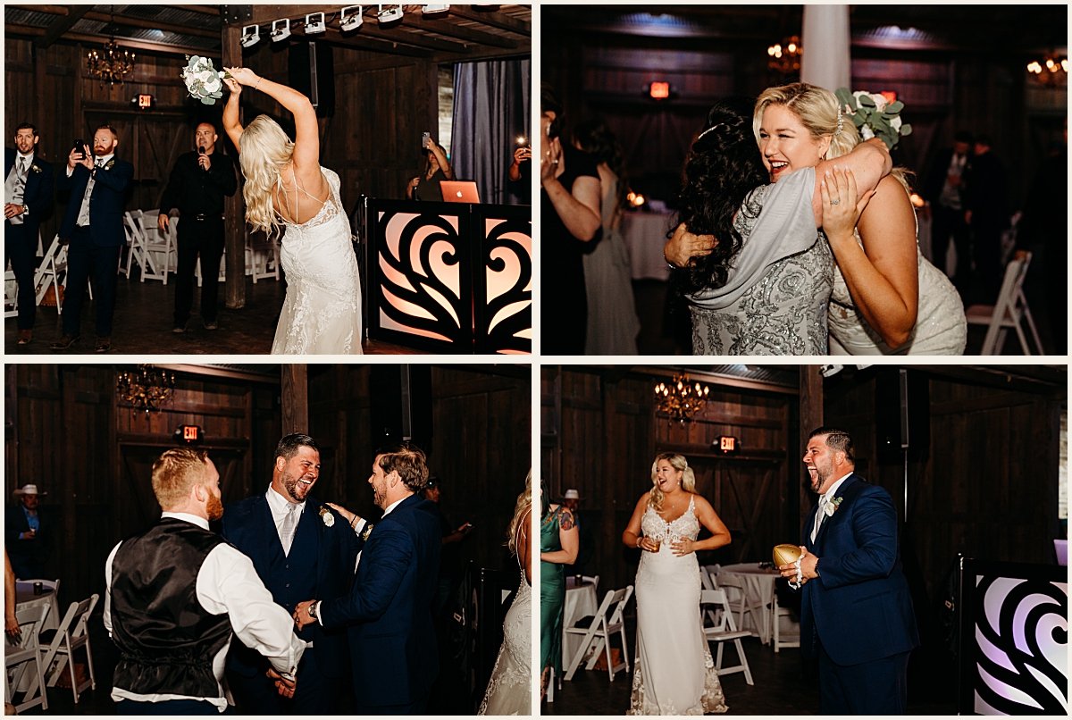 Bouquet and garter toss excitement | Lauren Crumpler Photography | Texas Wedding Photographer