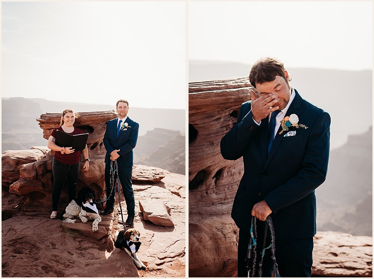 Groom spots bride for the first time | Lauren Crumpler Photography | Elopement Wedding Photographer