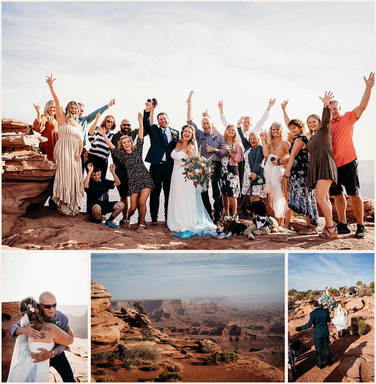 Bride and groom celebrate with their witnesses on the mountain top | Lauren Crumpler Photography | Elopement Wedding Photographer