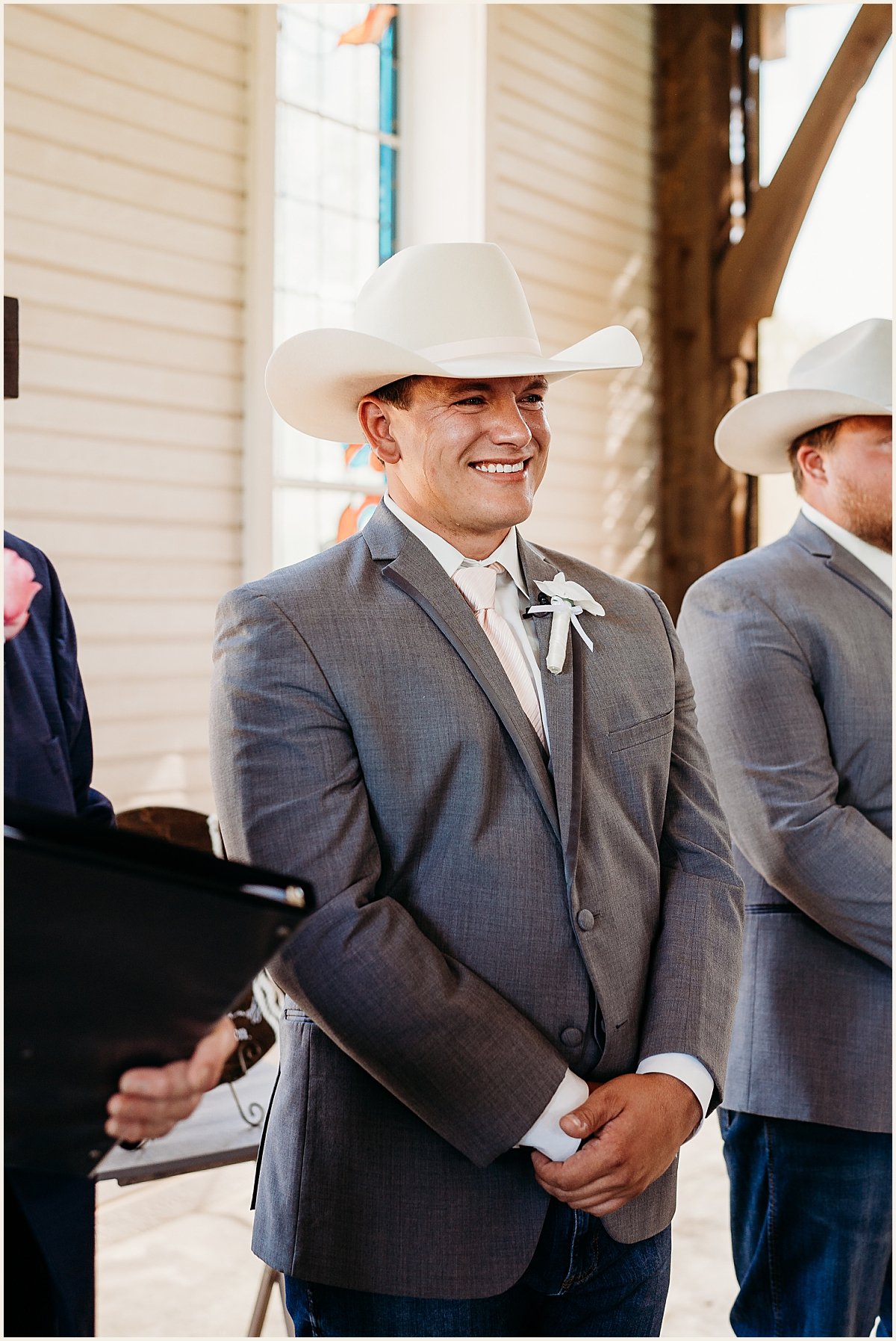 Groom first look of bride during wedding ceremony | Lauren Crumpler Photography | Texas Wedding Photographer