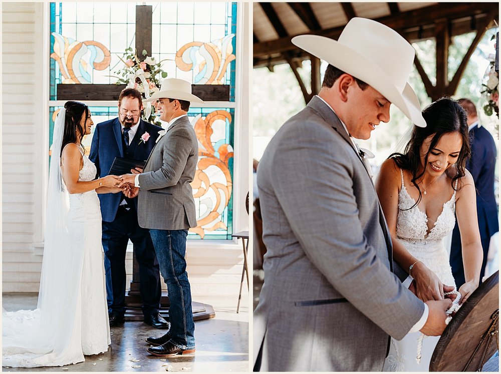Bride &amp; Groom at Texas hill country wedding ceremony | Lauren Crumpler Photography | Texas Wedding Photographer