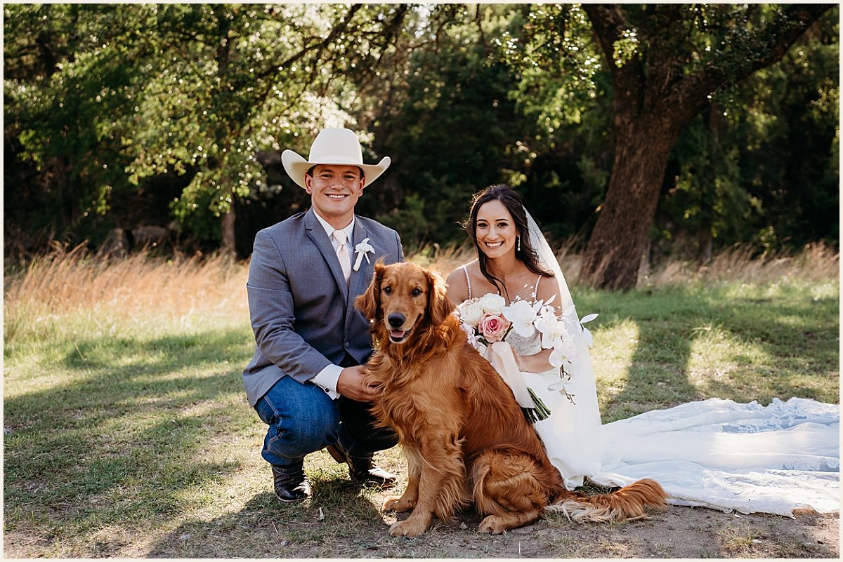 Bride &amp; Groom photos with their family dog | Lauren Crumpler Photography | Texas Wedding Photographer