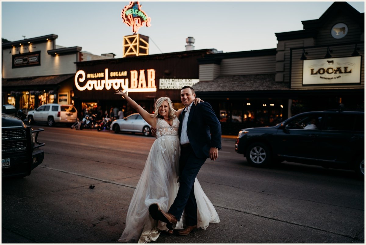 Bride and Groom at The Million Dollar Cowboy Bar in Jackson Hole | Lauren Crumpler Photography | Elopement Wedding Photographer