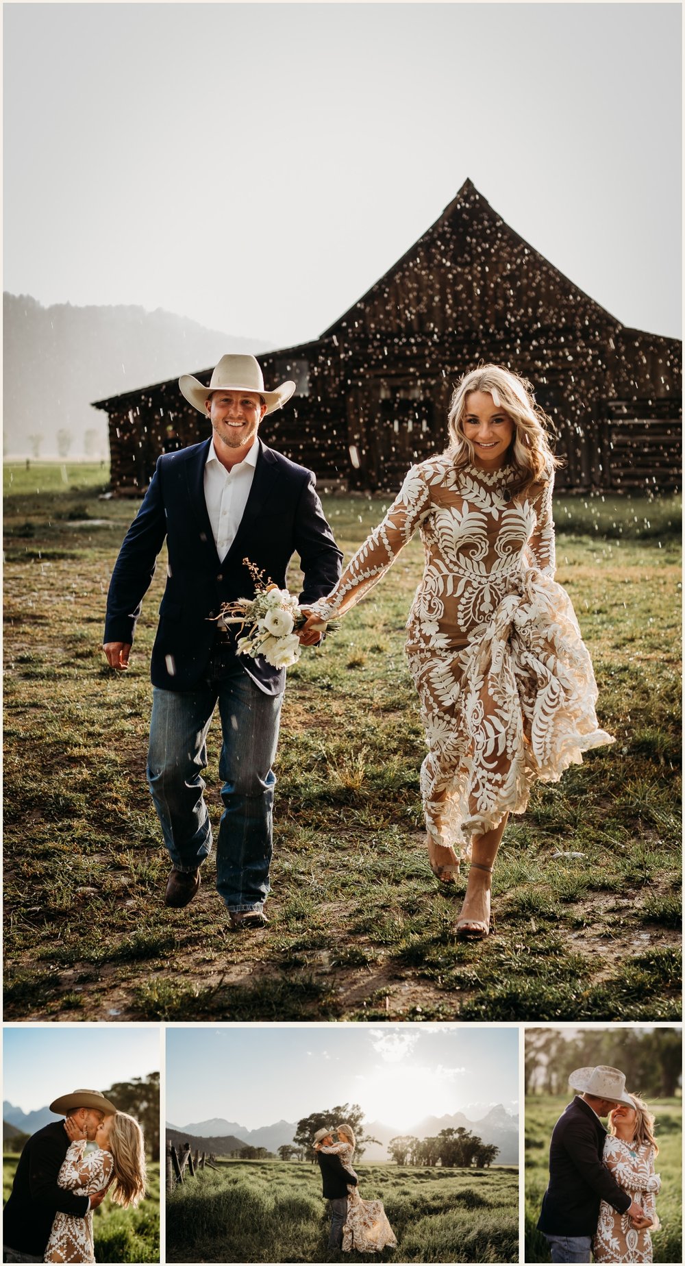 Bride and Groom Wedding Portraits at Mormon Row in Wyoming | Lauren Crumpler Photography | Elopement Wedding Photographer