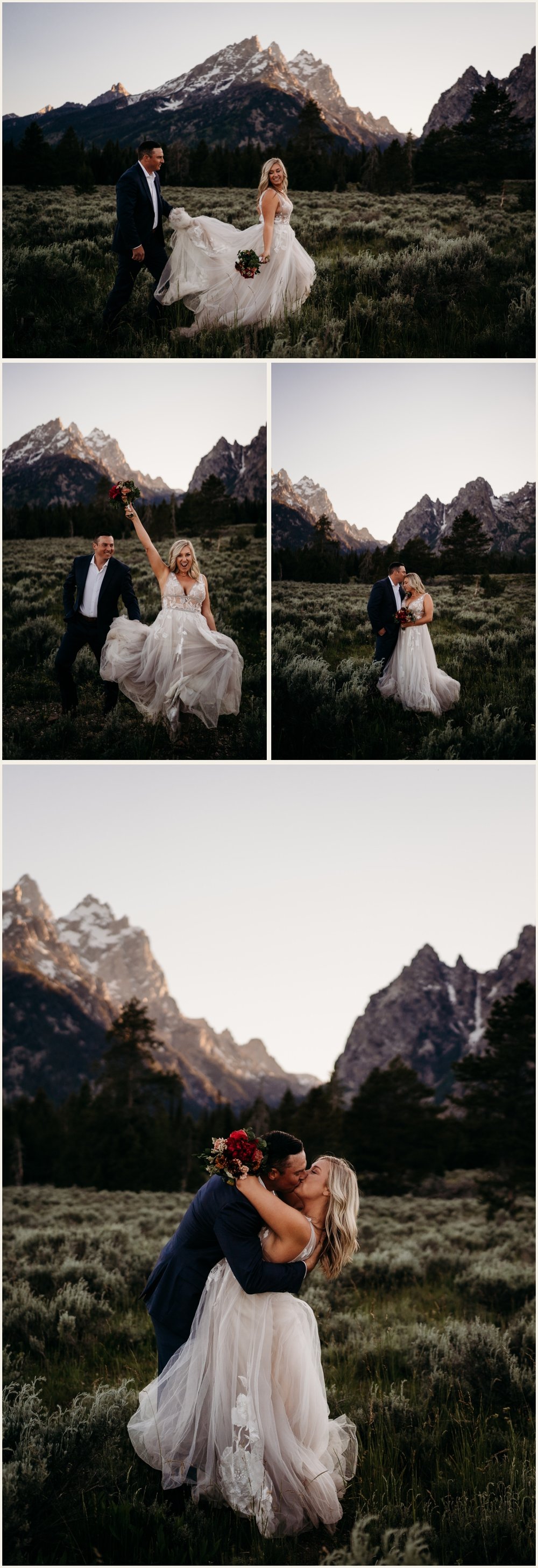 Bride and Groom Adventure Wedding Portraits at Antelope Flats in The Tetons | Lauren Crumpler Photography | Elopement Wedding Photographer
