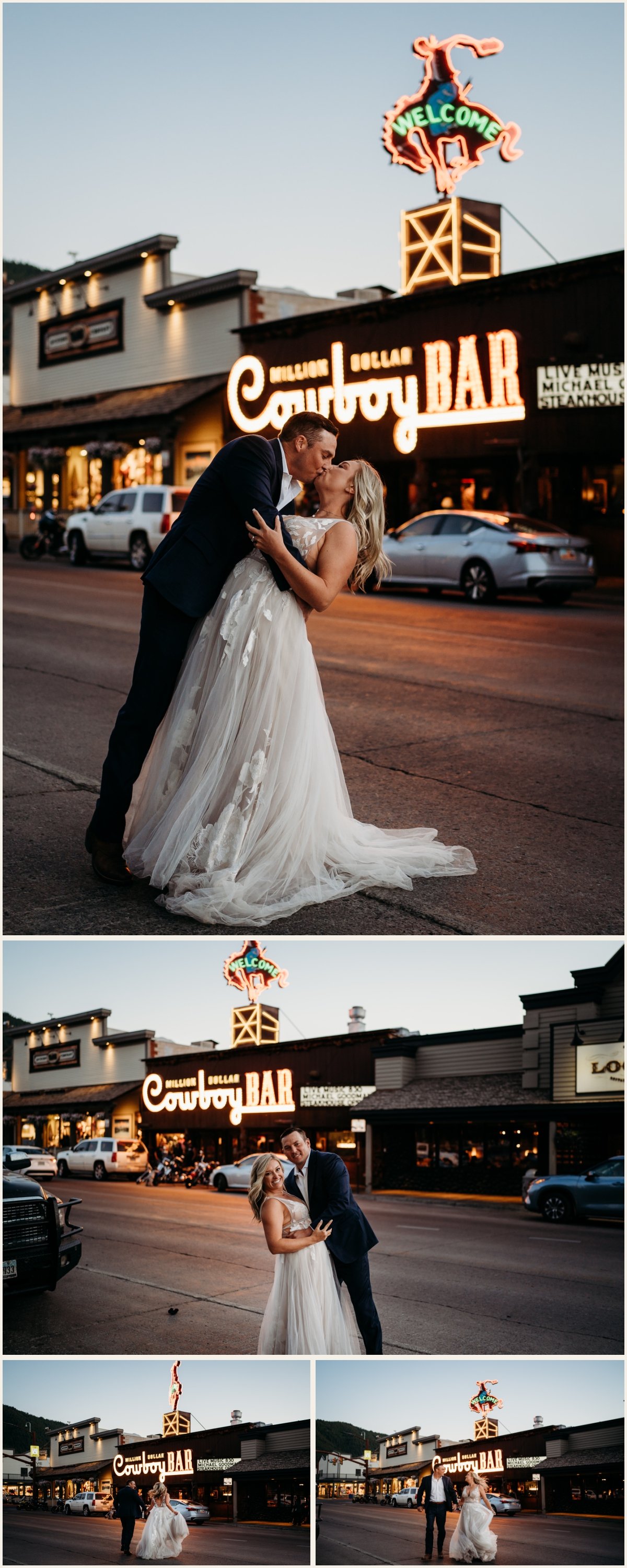 Bride and Groom at The Million Dollar Cowboy Bar in Wyoming | Lauren Crumpler Photography | Elopement Wedding Photographer
