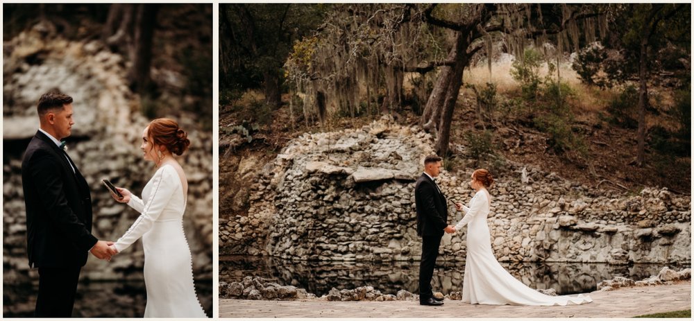 Bride reading personal vows to her new husband | Lauren Crumpler Photography | Texas Wedding Photographer