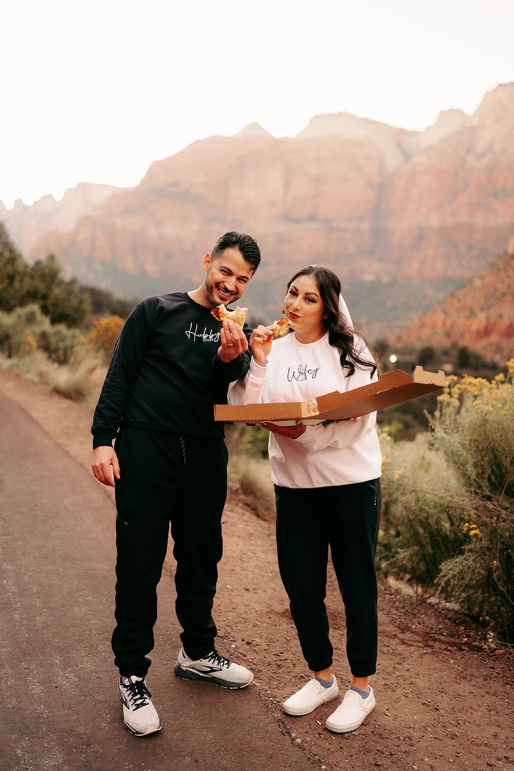  Bride and Groom being funny during their sunset photos 