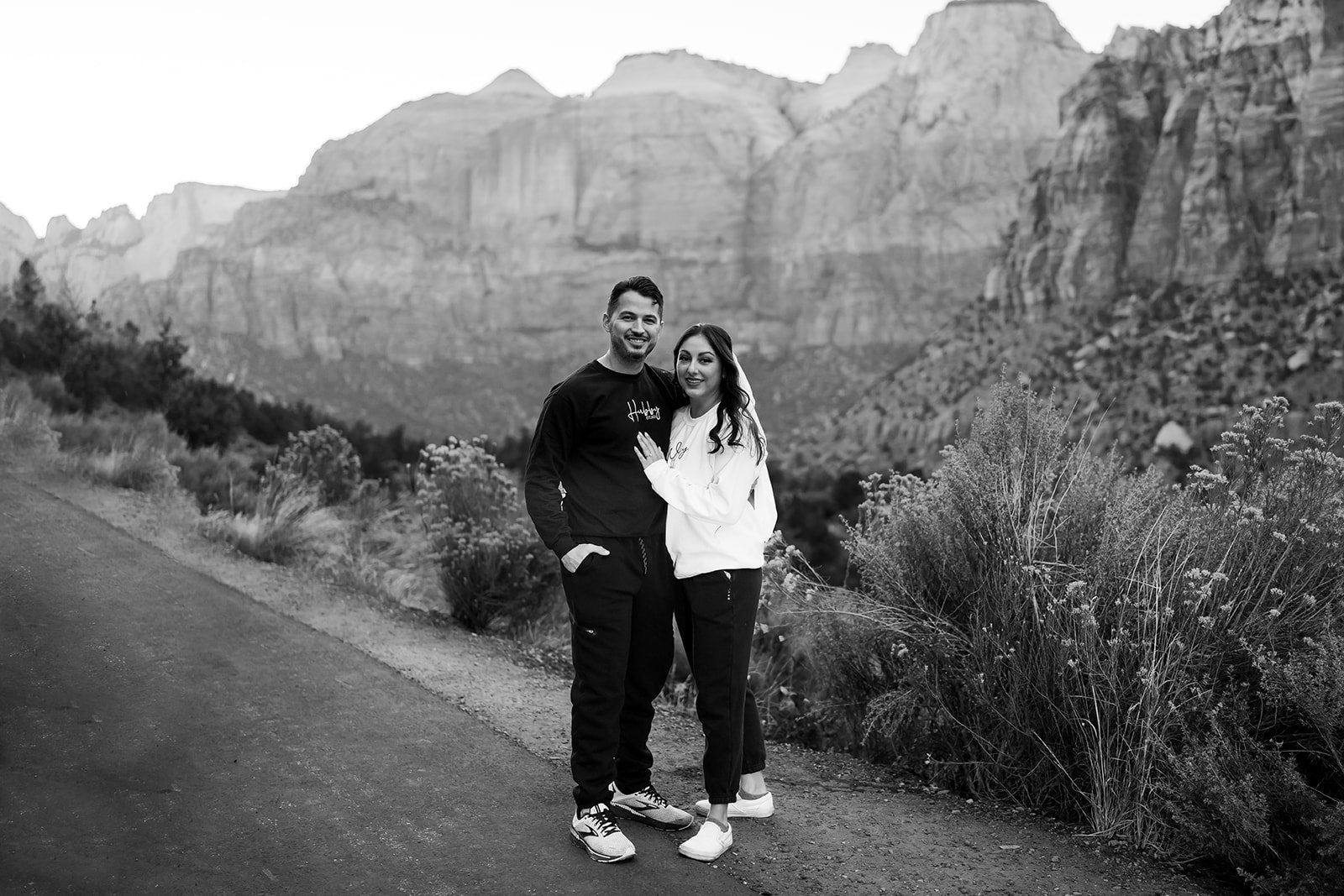  bride and groom in a sunset photoshoot at Zion National Park 