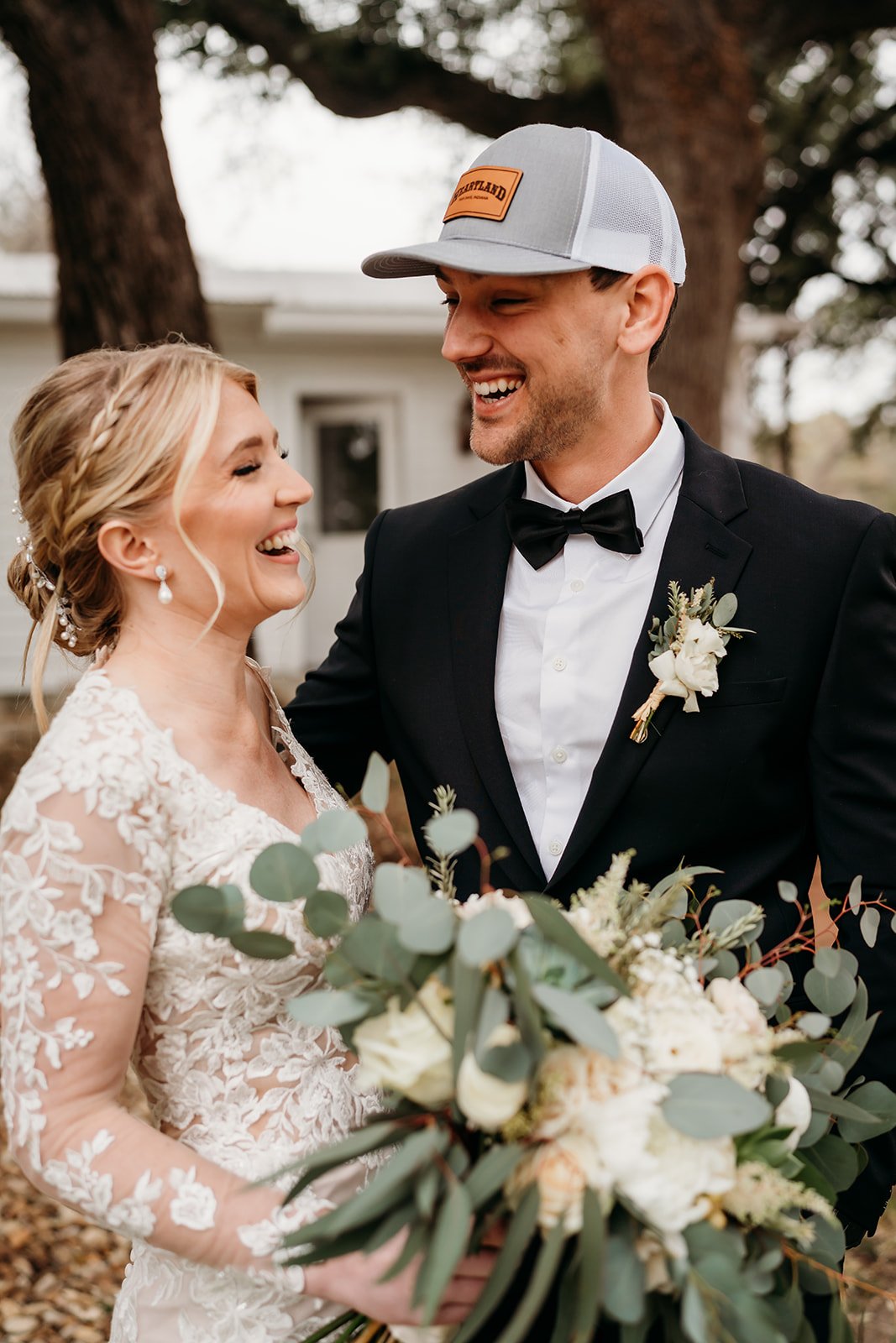  Beautiful Bride and Groom smiling at each other 