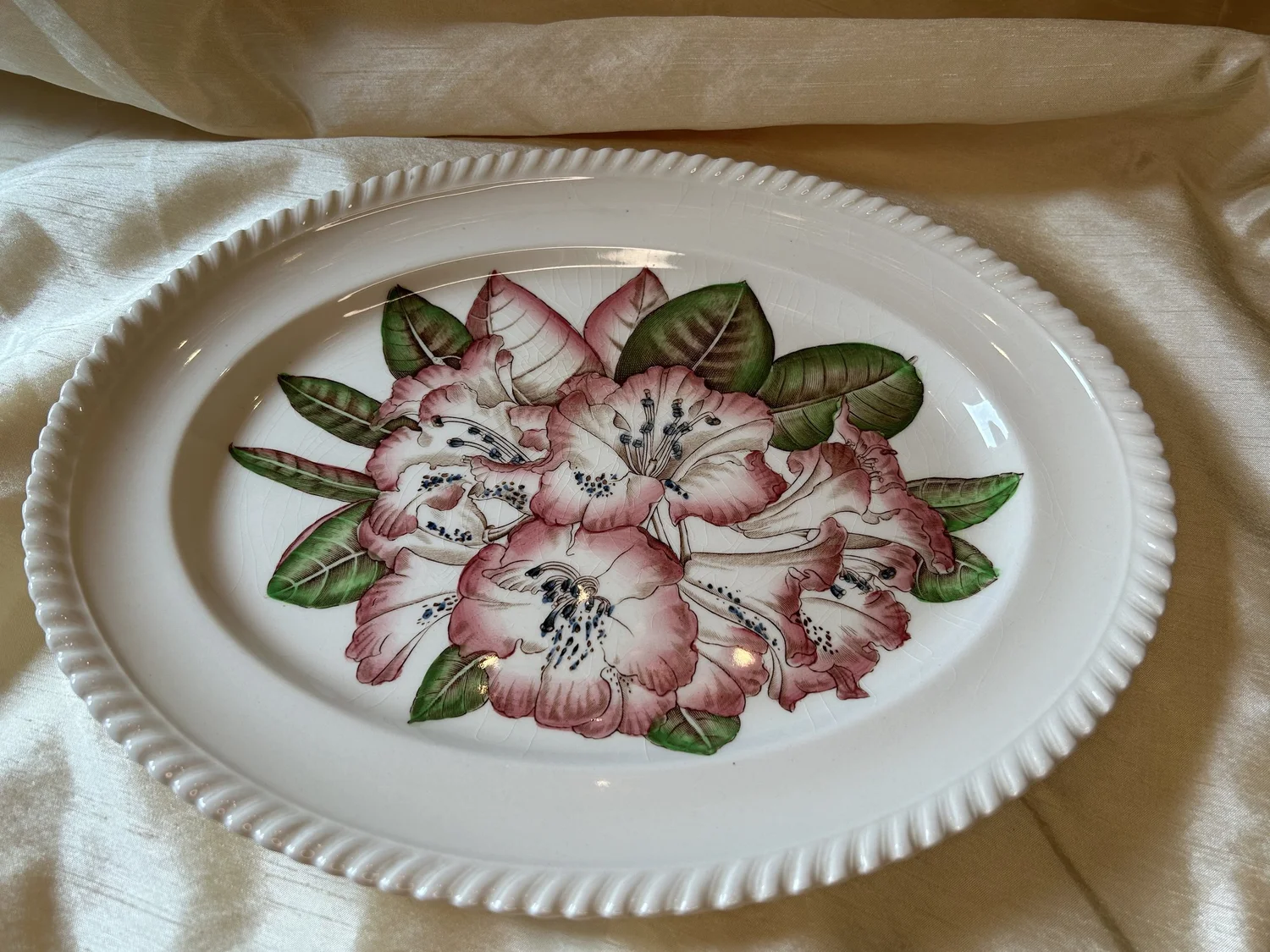 Vintage Rhododendron Old Flower Prints Platter — Leah Wells