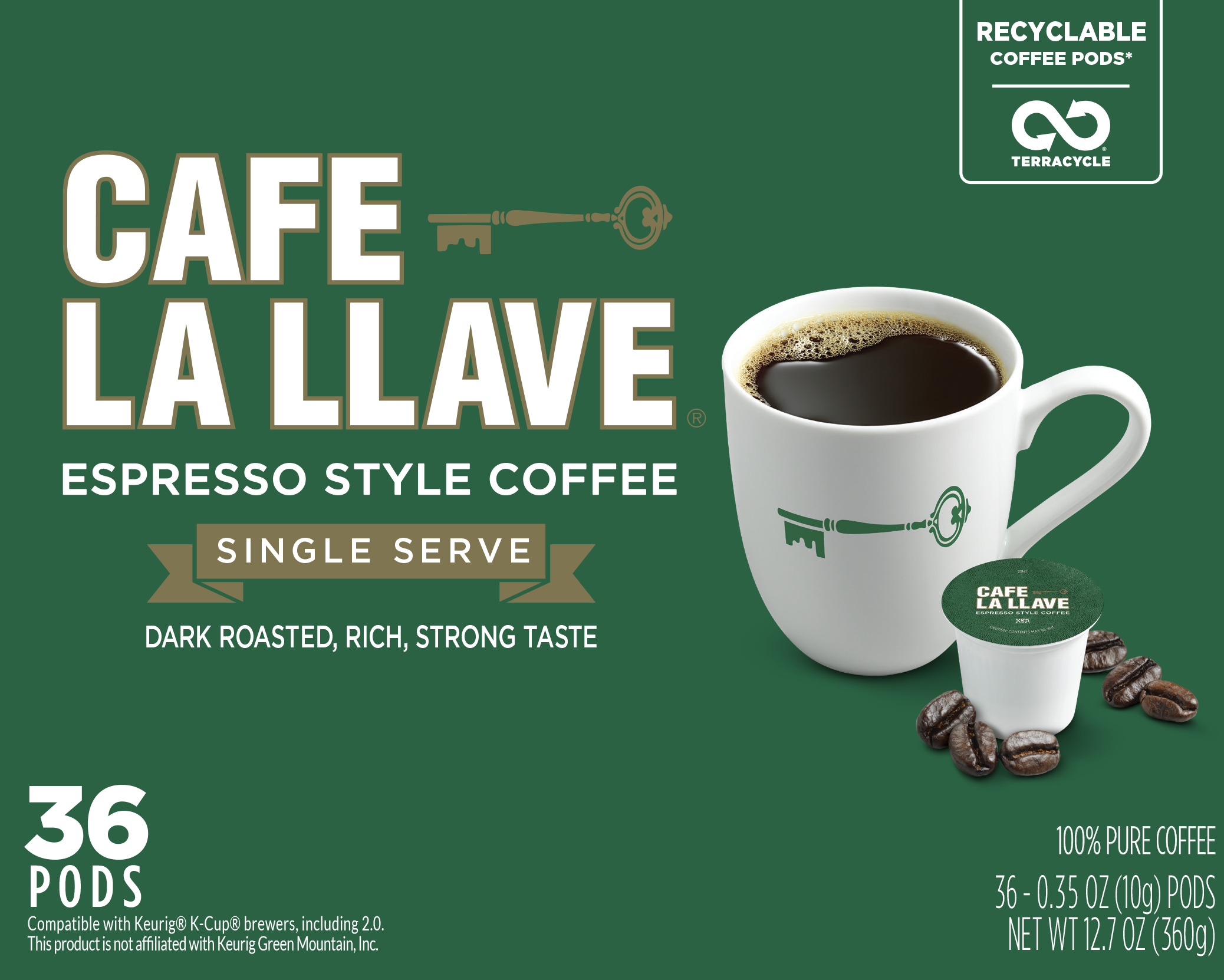 Cafe La Llave espresso style coffee single serve pods packaging - design by DuPuis Group