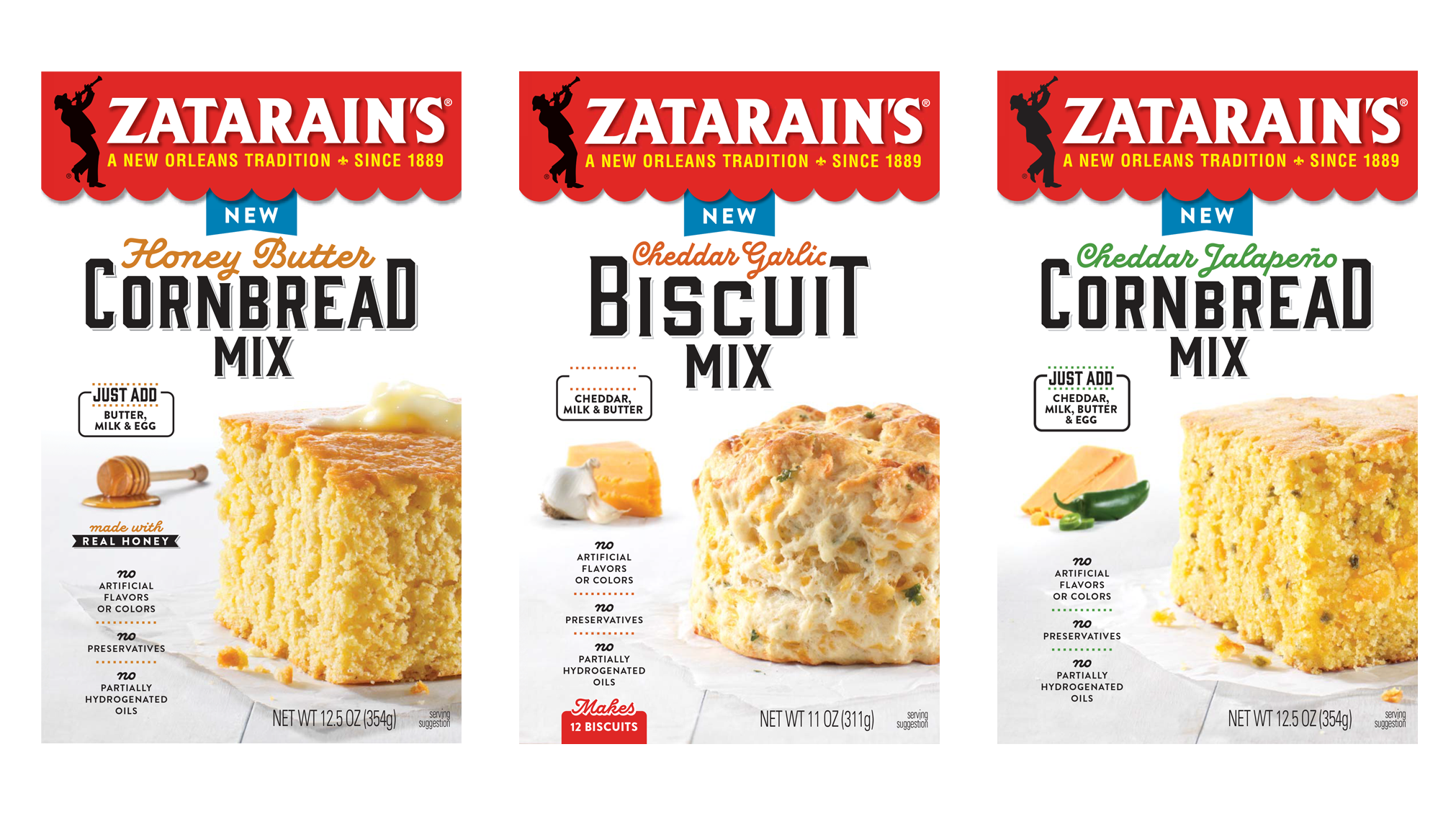 Zatarain's Baking mixes packaging - design by DuPuis Group