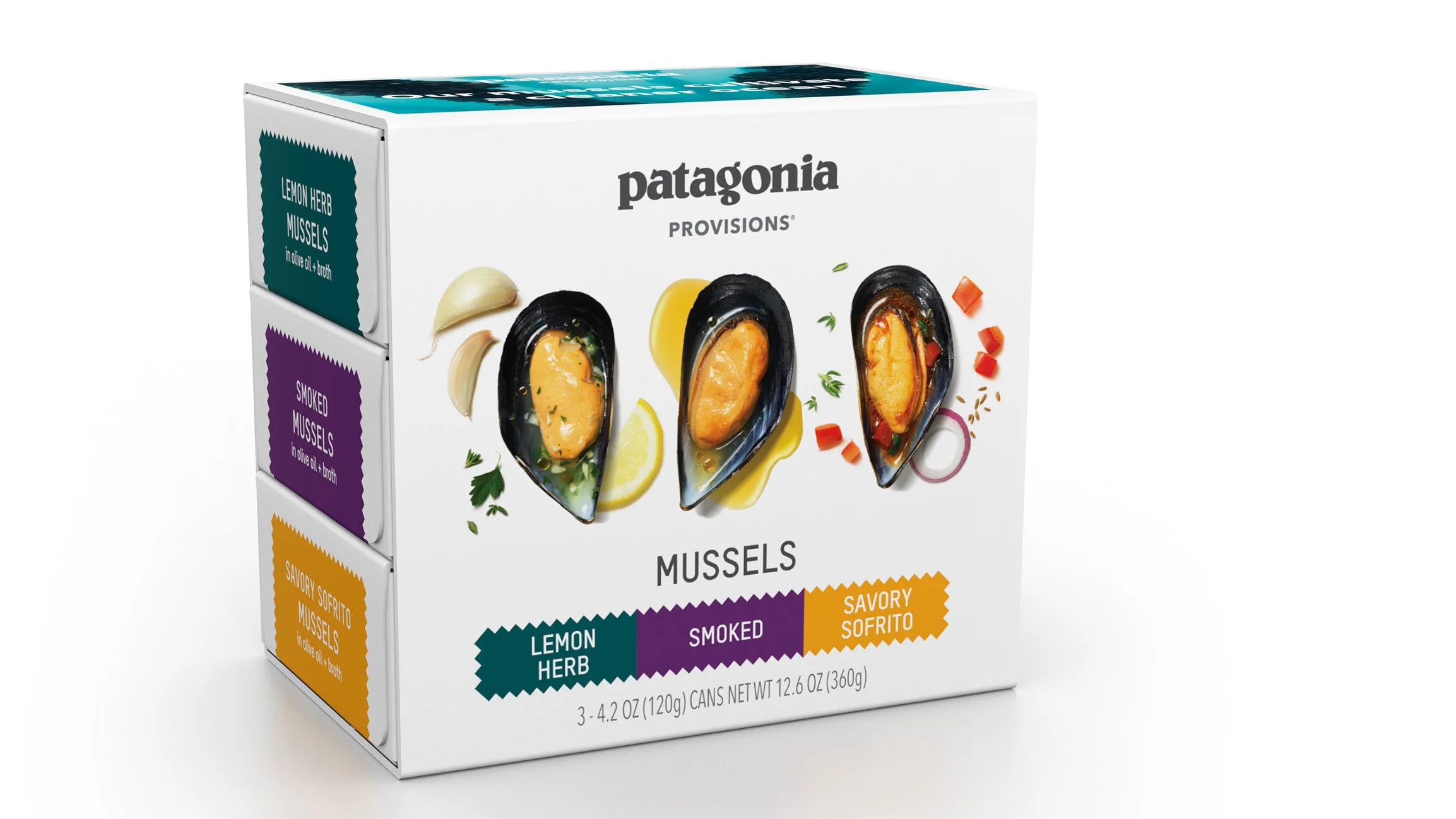 Patagonia Provisions Mussels packaging - design by DuPuis Group