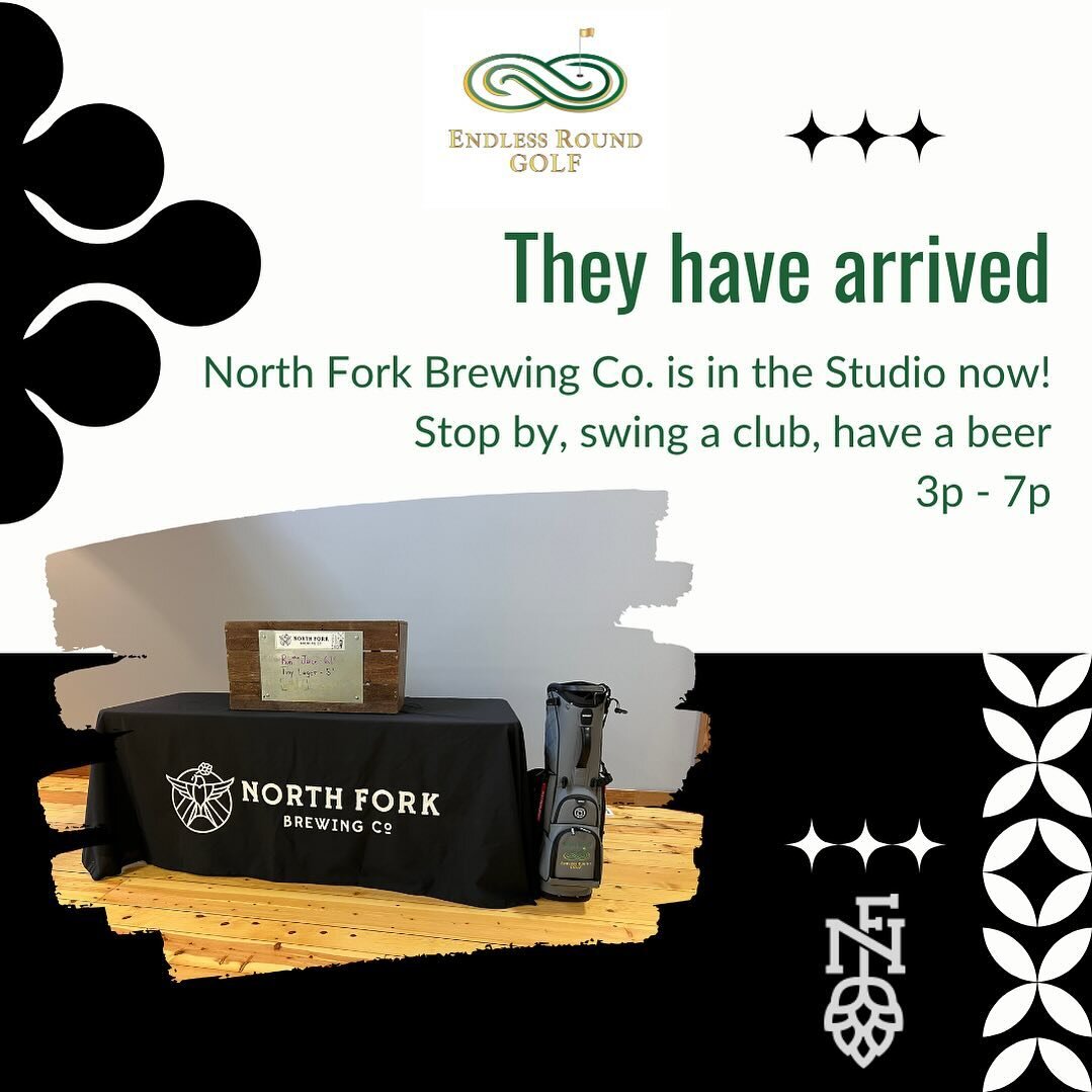 It&rsquo;s all happening&hellip; @northforkbrewingco is in studio now, longest drive and closest to the pin are on the simulators. Come on by! 3p-7p today.