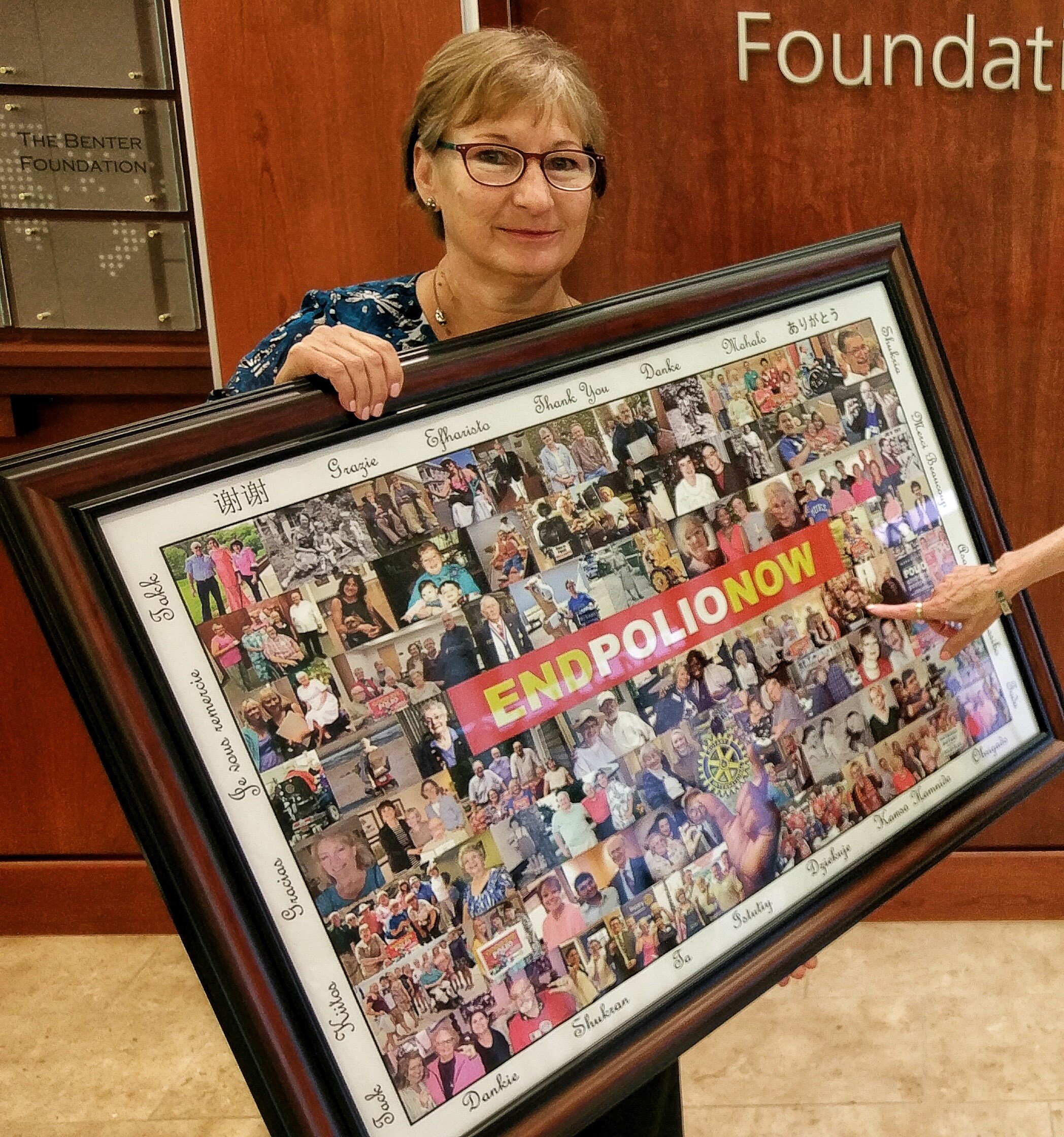  A Gift of Gratitude from polio survivors all over the US and abroad given to Carol Pandak, Rotary International, 2016 