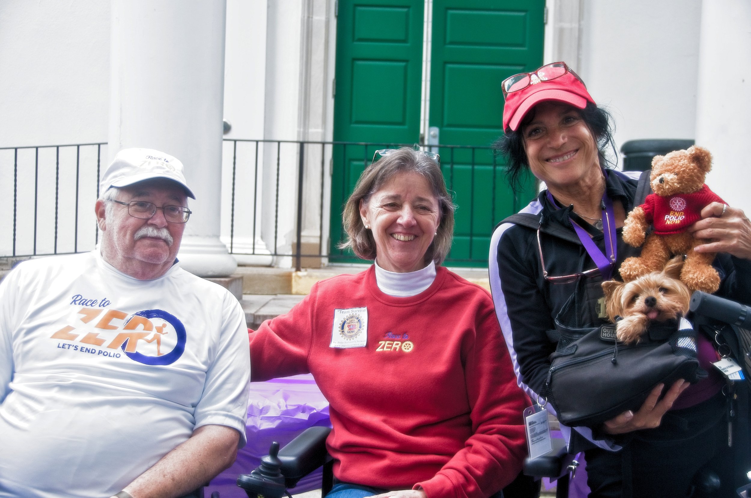  Survivors Jim Smith, Carol Ferguson and Donna Aragon advocating for polio eradication Race to Zero – District 7430, 10/2018 