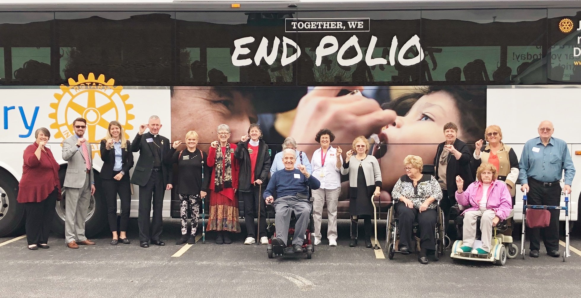  Polio Survivors and Rotarians in Hanover, PA honoring World Polio Day with a special Bus, 2019 