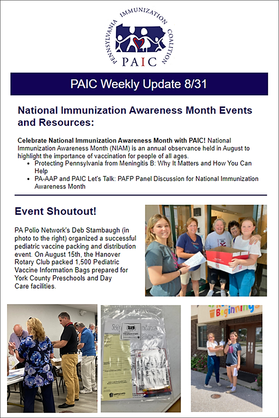 PPSN was honored to be featured for our Pediatric Vaccine Advocacy by the PA Immunization Coalition. 