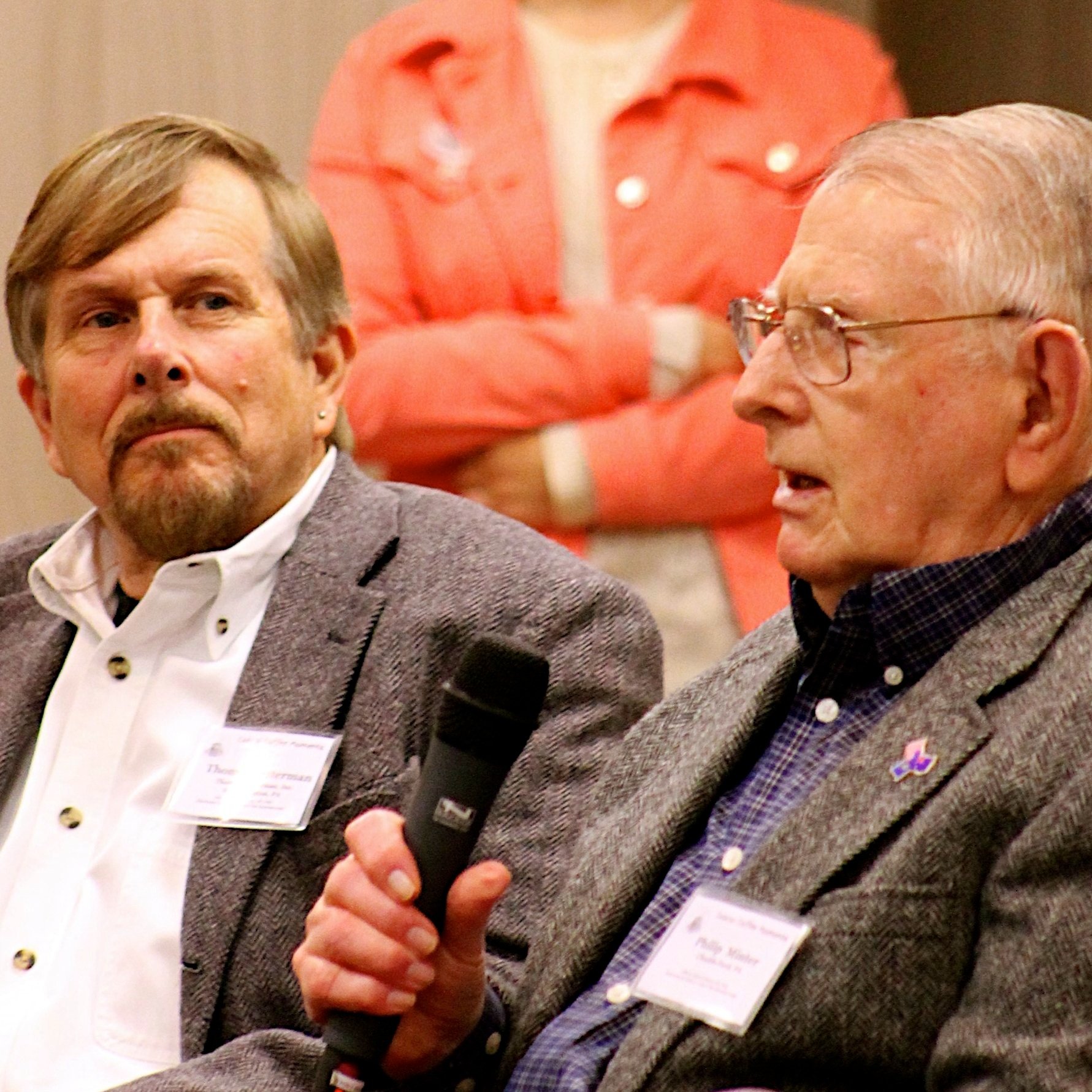 Tom with survivor Philip Minter at a Conference - 2015