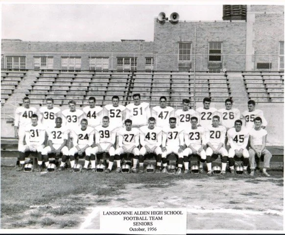 High School football team seniors. I'm in the second row, on the left (Jersey #40). (LAHS