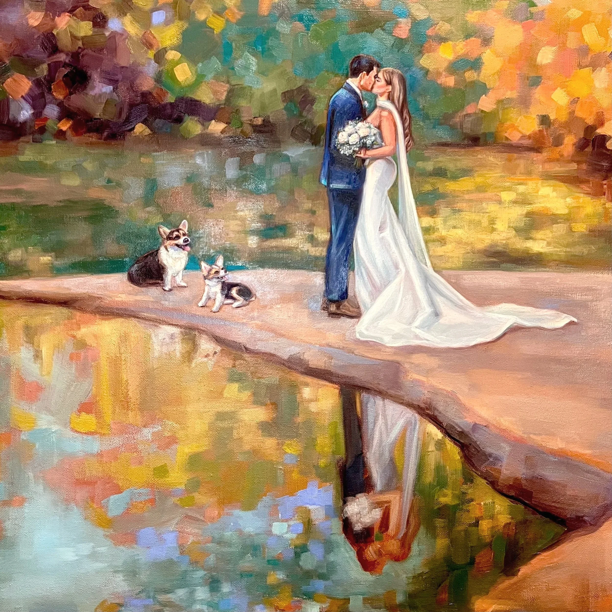 Reflections of Love at Vecoma on the Yellow River, 24 x 24"