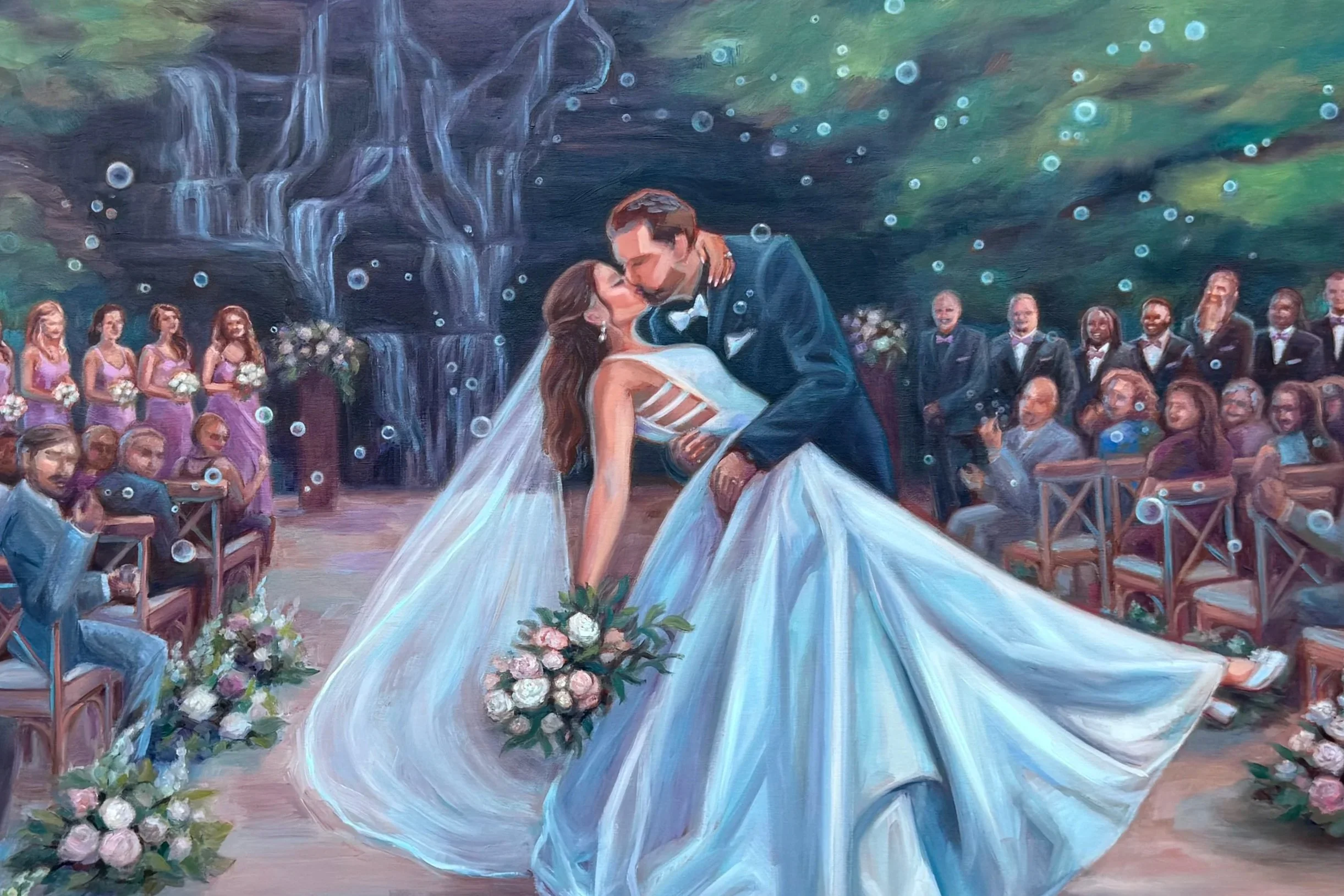 Dramatic Dip Kiss - Ana & Chris at The Falls at Blue Ridge, 30 x 40"